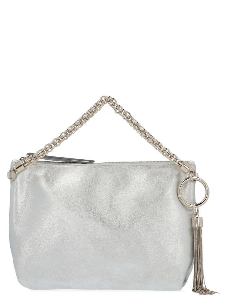 Shop Jimmy Choo Callie Metallic Clutch Bag In Argento
