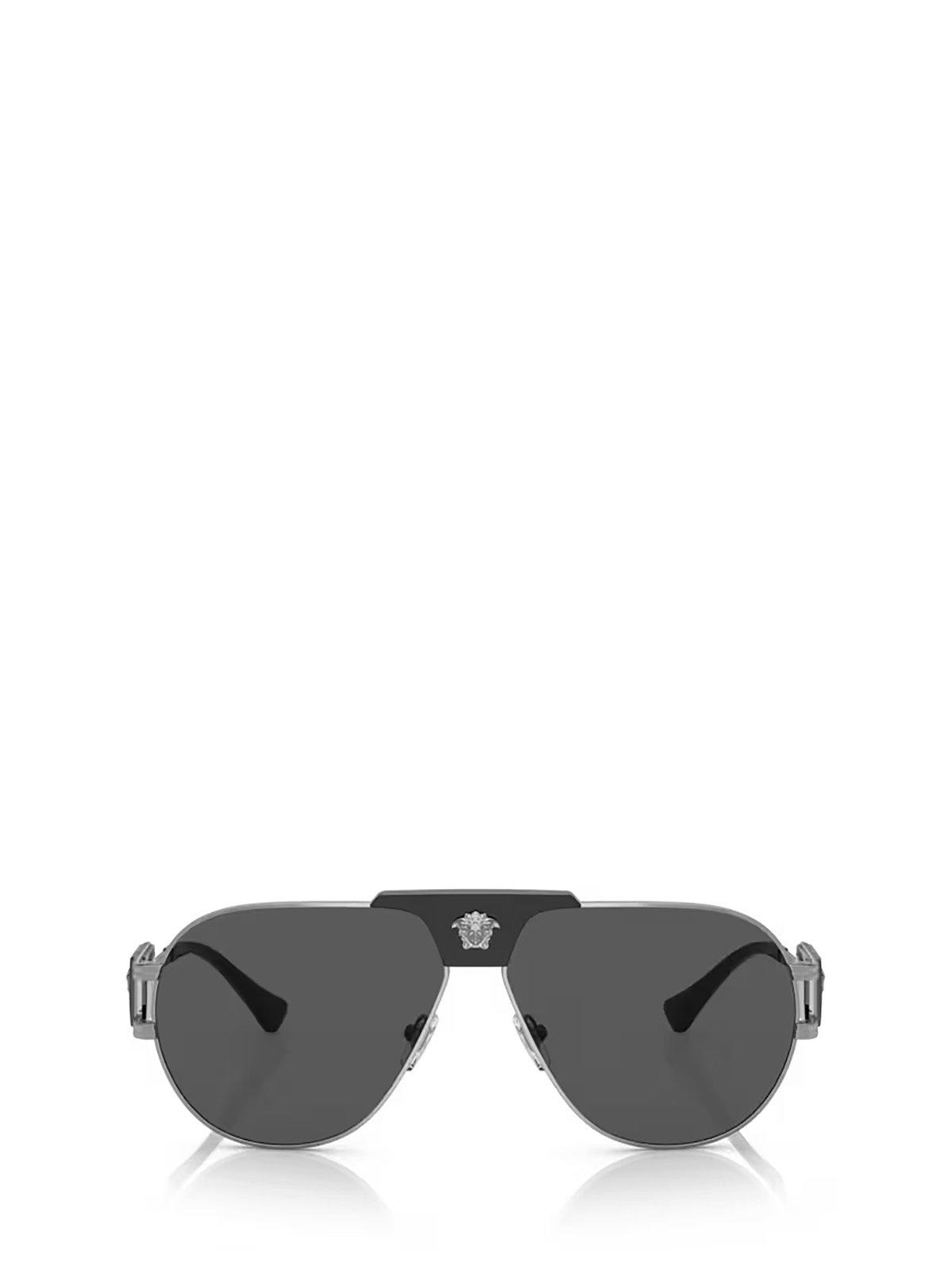 Shop Versace Aviator Frame Sunglasses In 100187