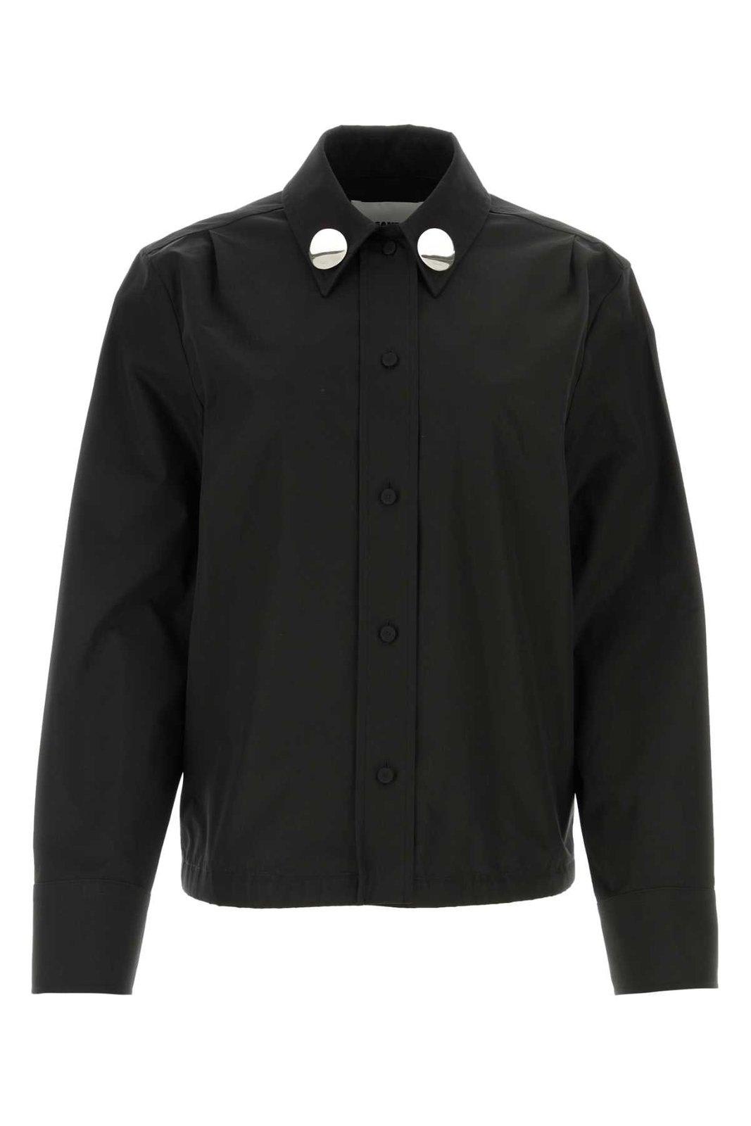 Shop Jil Sander Stud-embellished Long Sleeved Shirt In Black