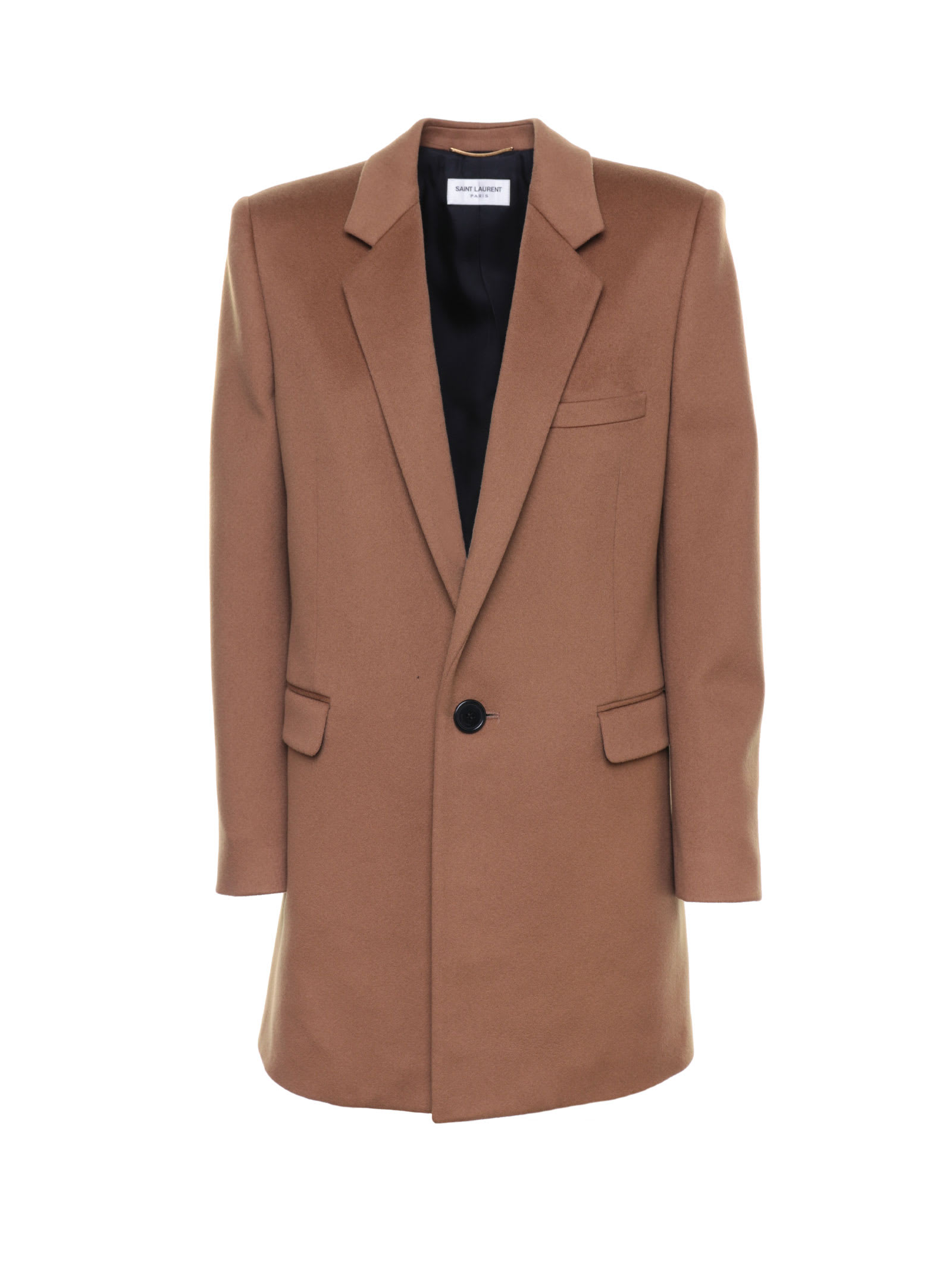 Photo of  Saint Laurent Saint Laurent Single Breasted Overcoat- shop Saint Laurent jackets online sales
