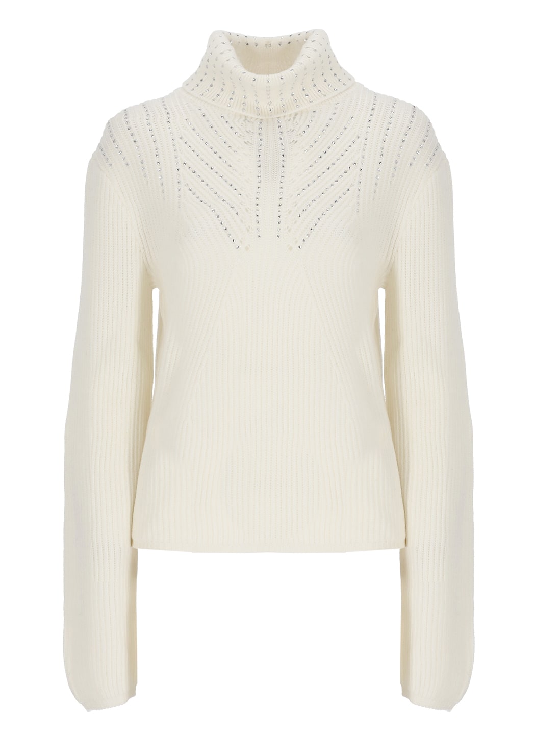 Genny Roll-neck Ribbed Jumper In White