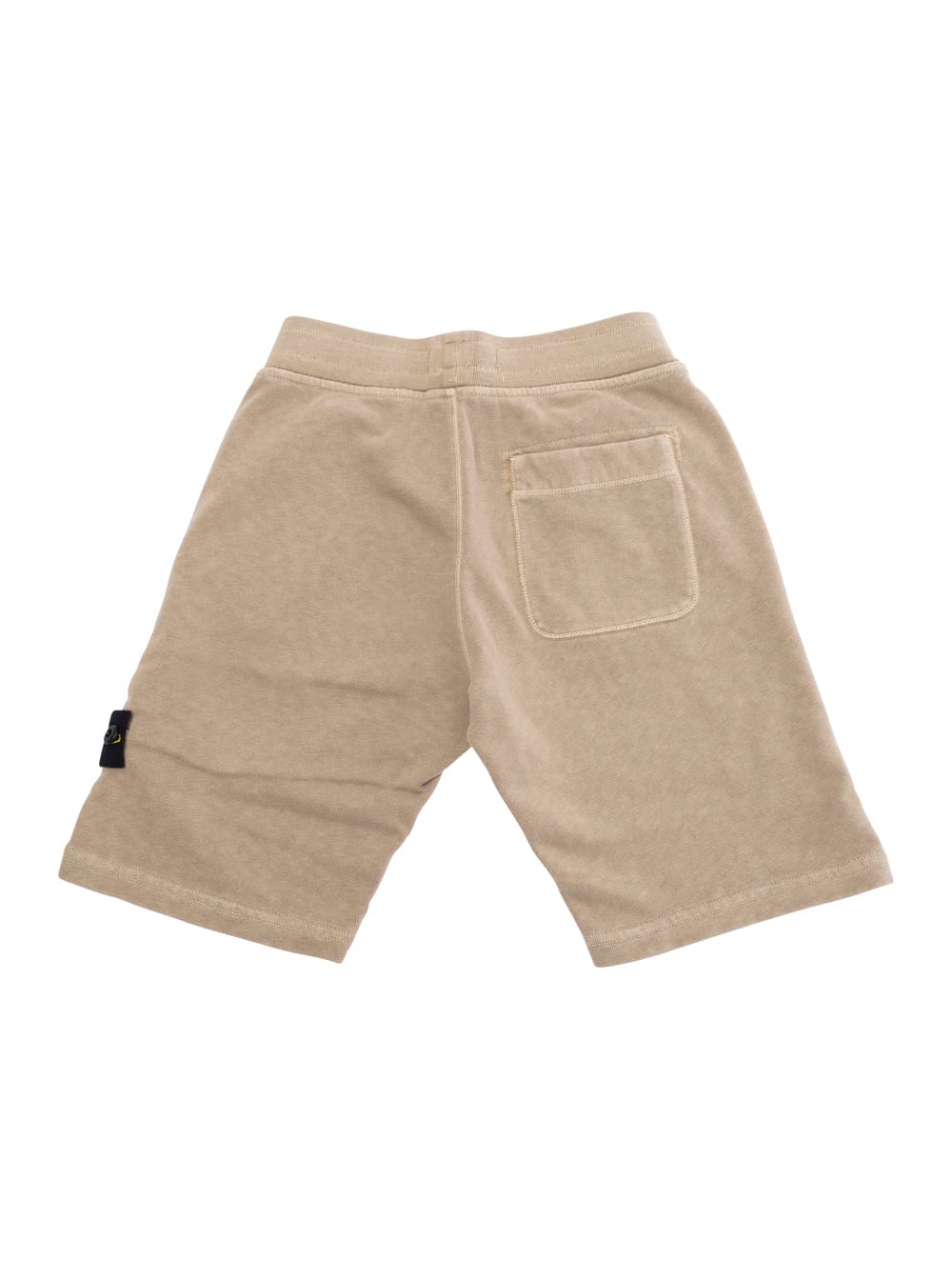 Stone Island Beige Bermuda Pants With Elastic Waist And Logo Patch On The Sleeve In Cotton Boy In Beige