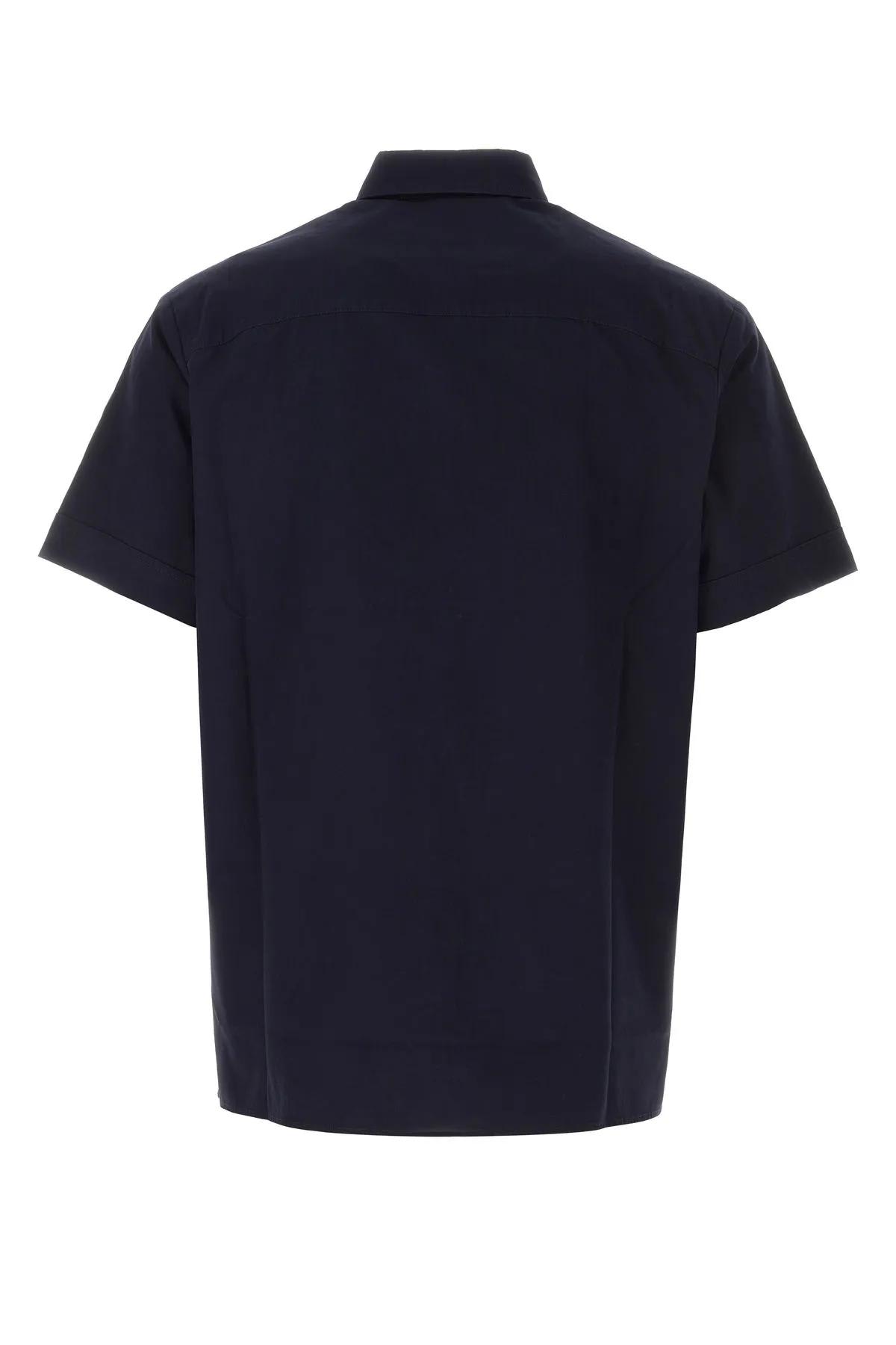 Shop Apc Dark Blue Poplin Ross Shirt