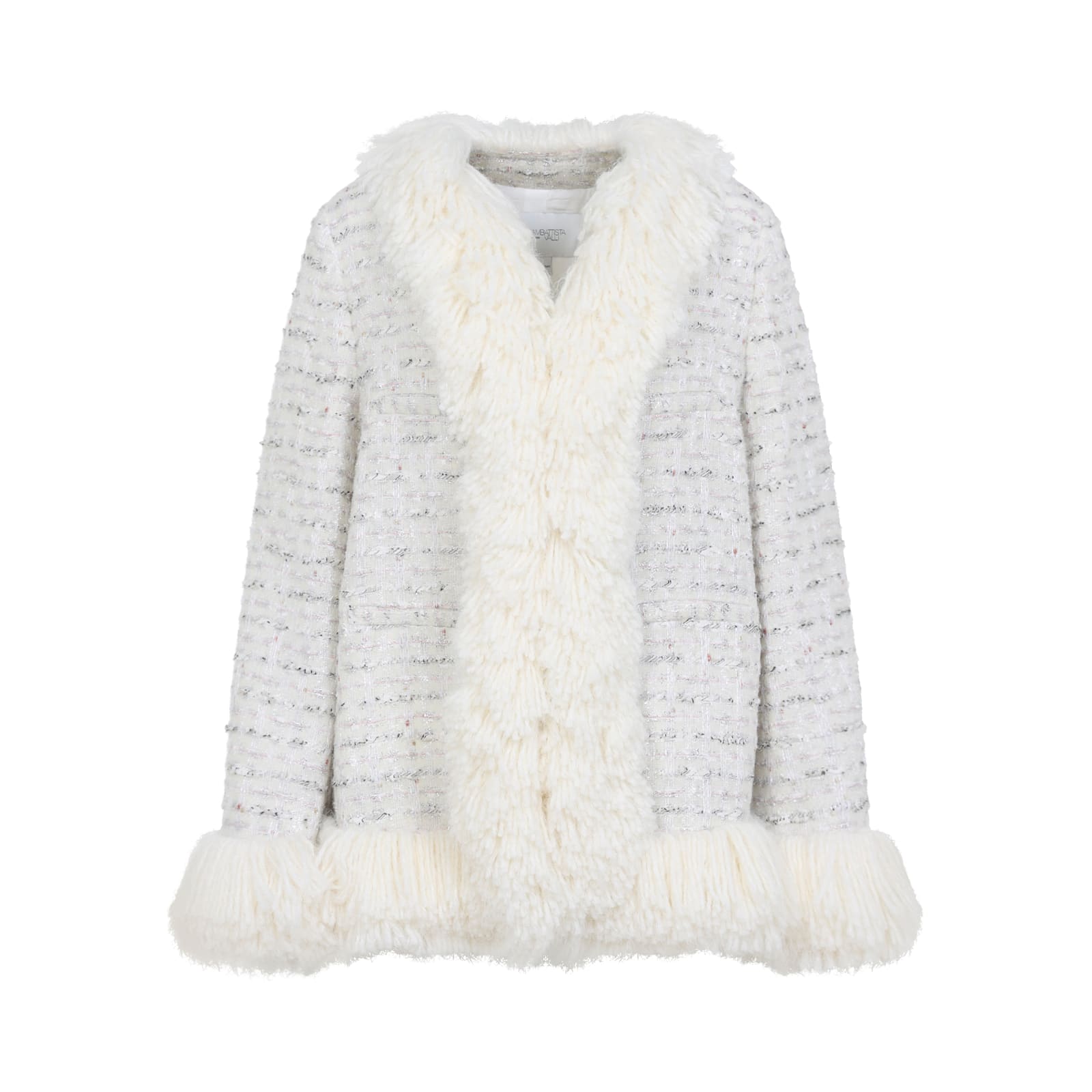 Giambattista Valli Fur-trimmed Short Wool Coat In White