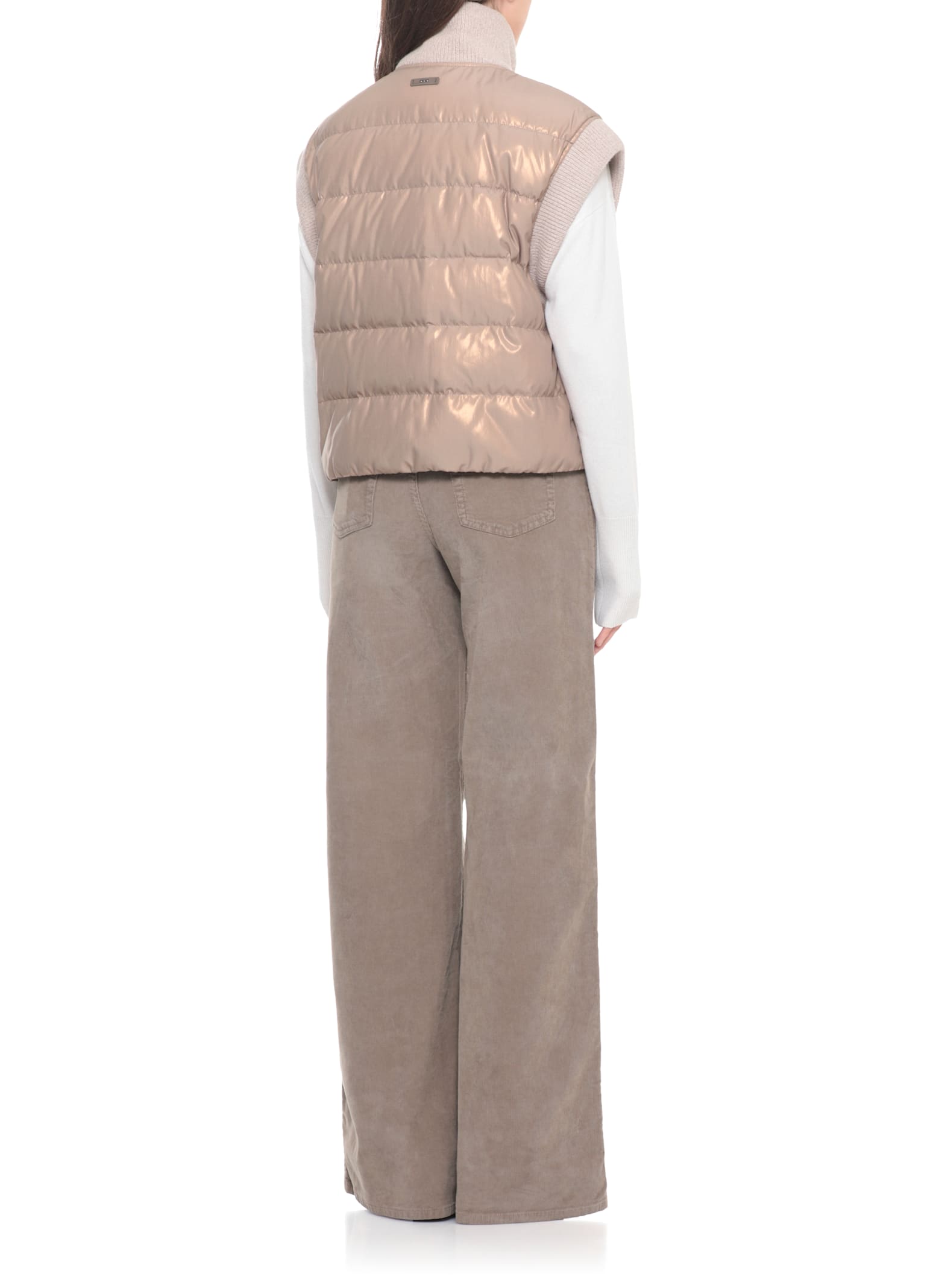 Peserico Lurex Tricot Vest In Neutral