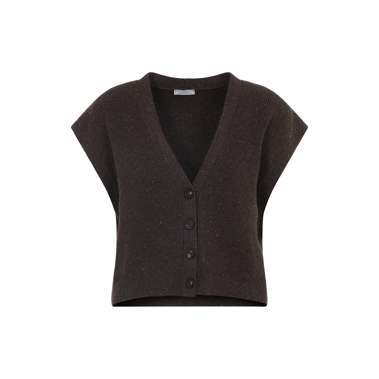 Peserico Speckled-effect Short-sleeves Cardigan In Brown