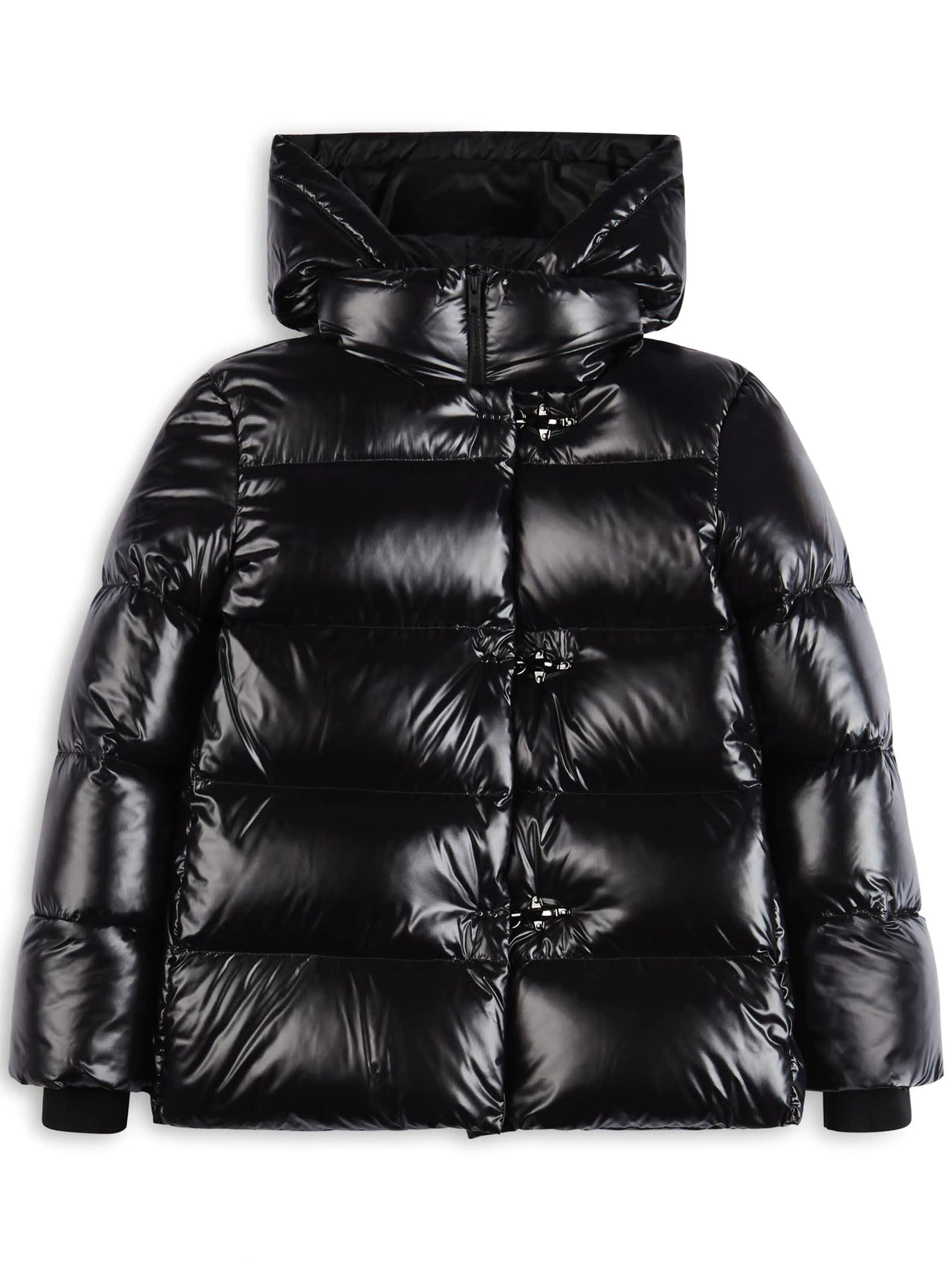 Shop Fay A-line Caban Down Jacket In Black