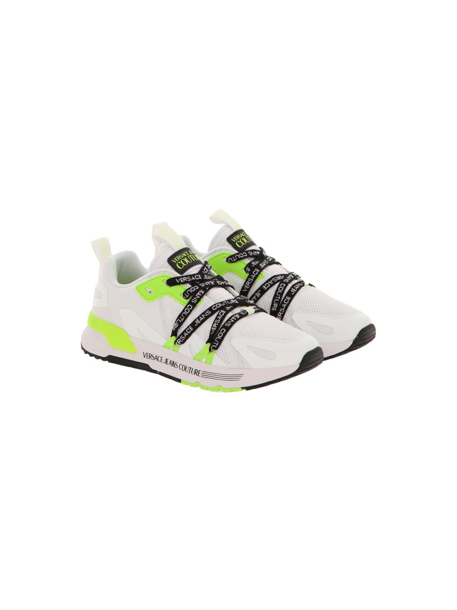 Versace Jeans Couture Sneakers In White/green Fluo