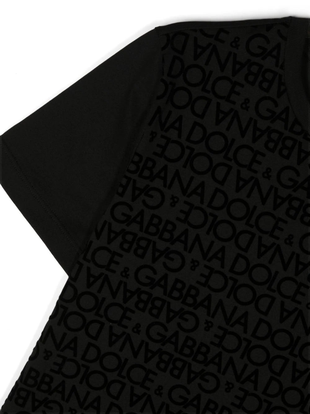 Shop Dolce & Gabbana Black T-shirt With Velvet All-over Logo