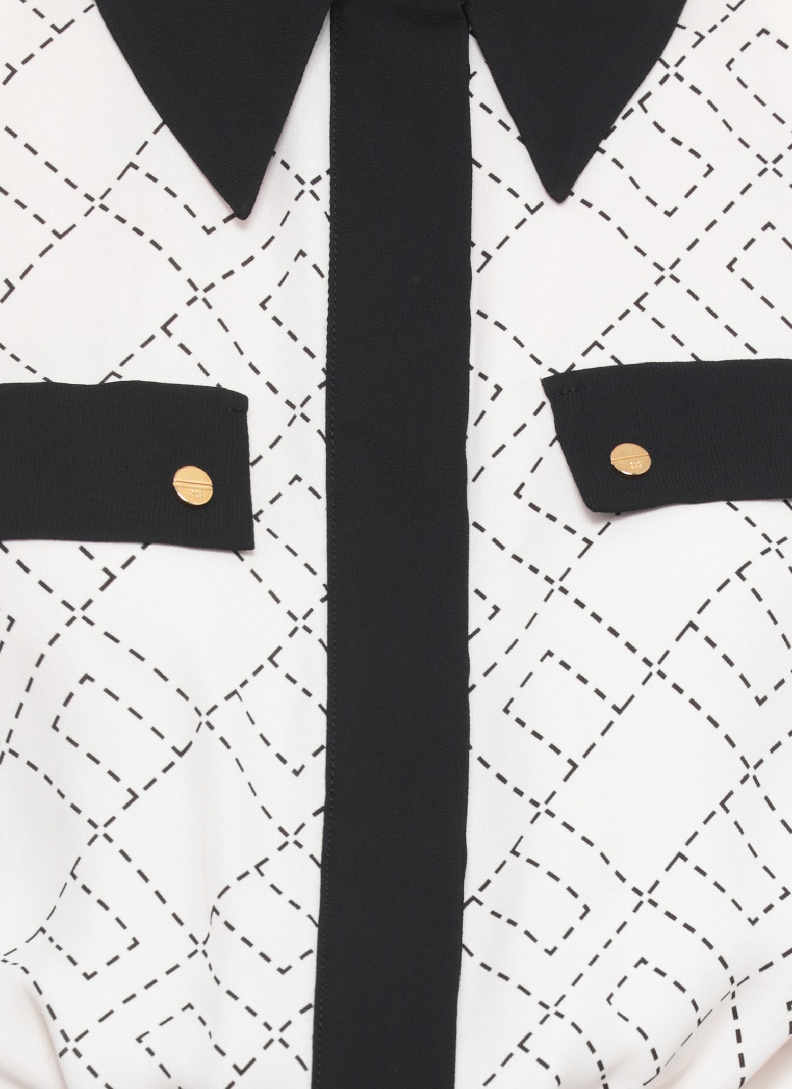 Elisabetta Franchi Long Sleeve Shirt With Elasticated Hem And Pockets In Multi