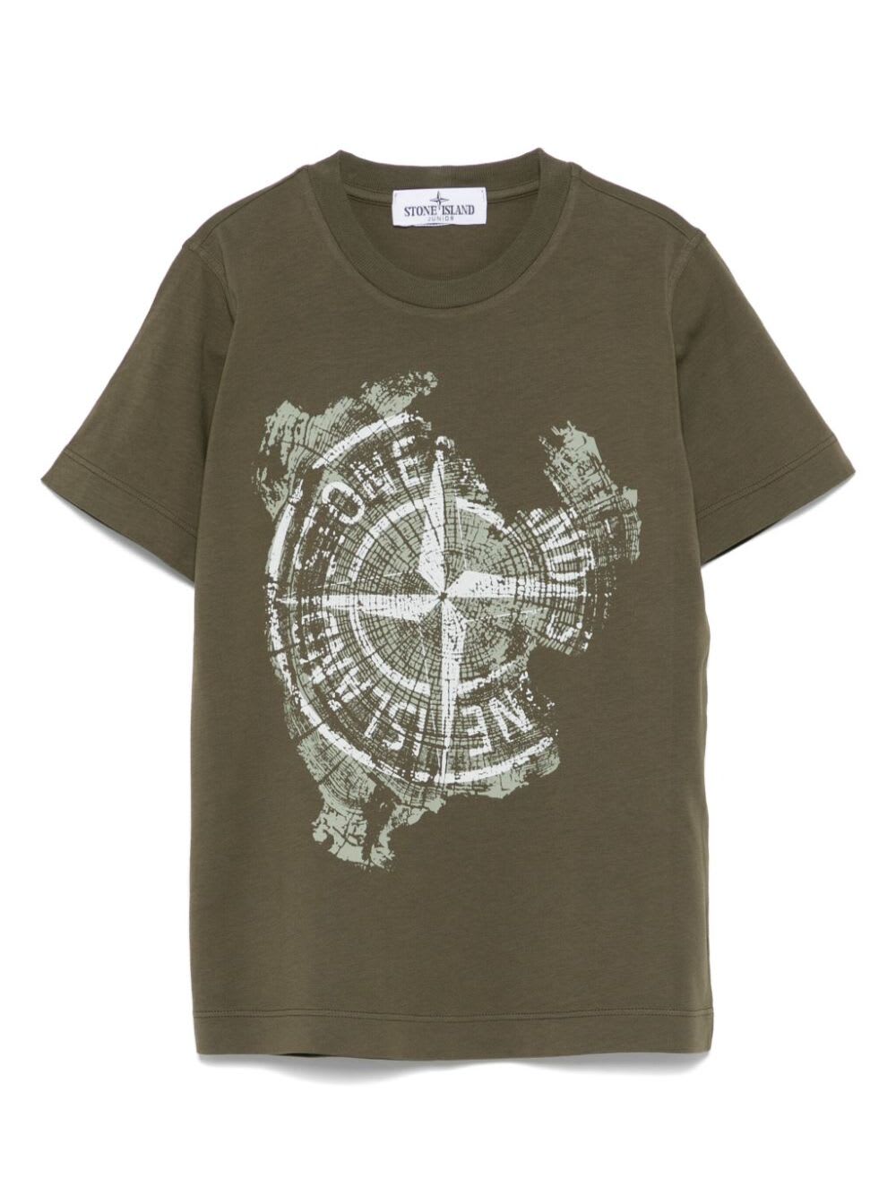 Stone Island Compass-print T-shirt In Green