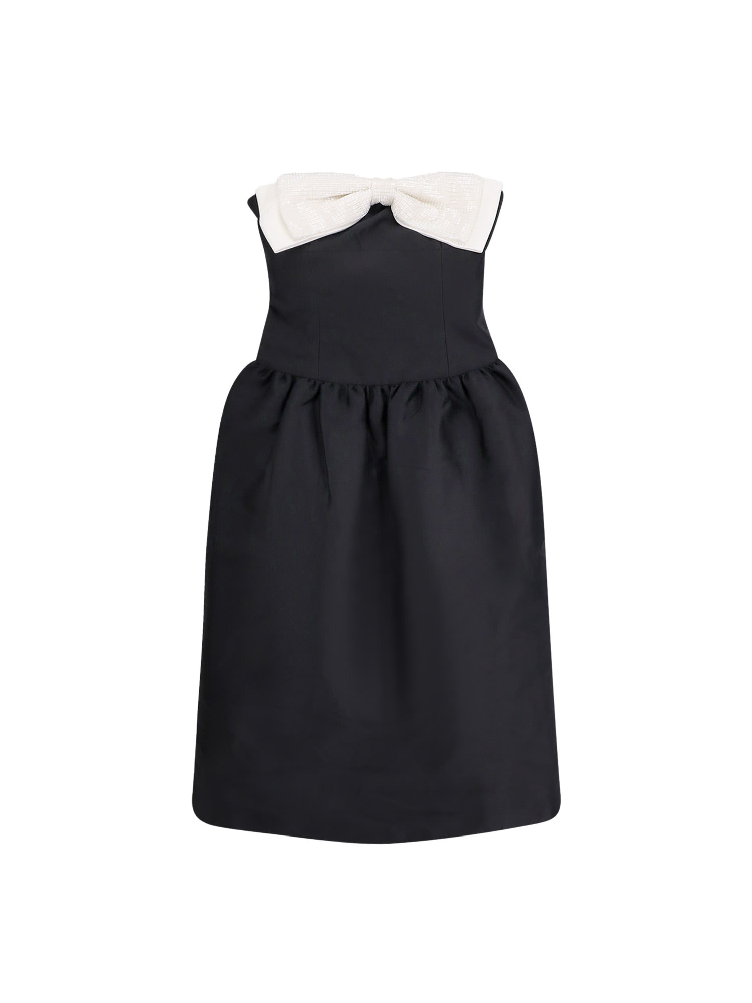 Taffeta Contrast Bow Midi Dress