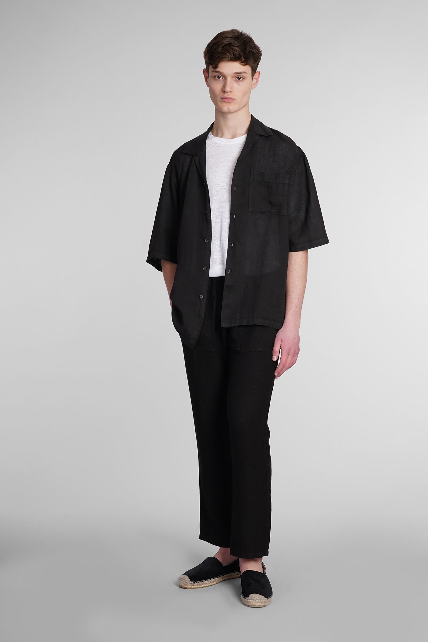 Shop 120% Lino Shirt In Black Linen