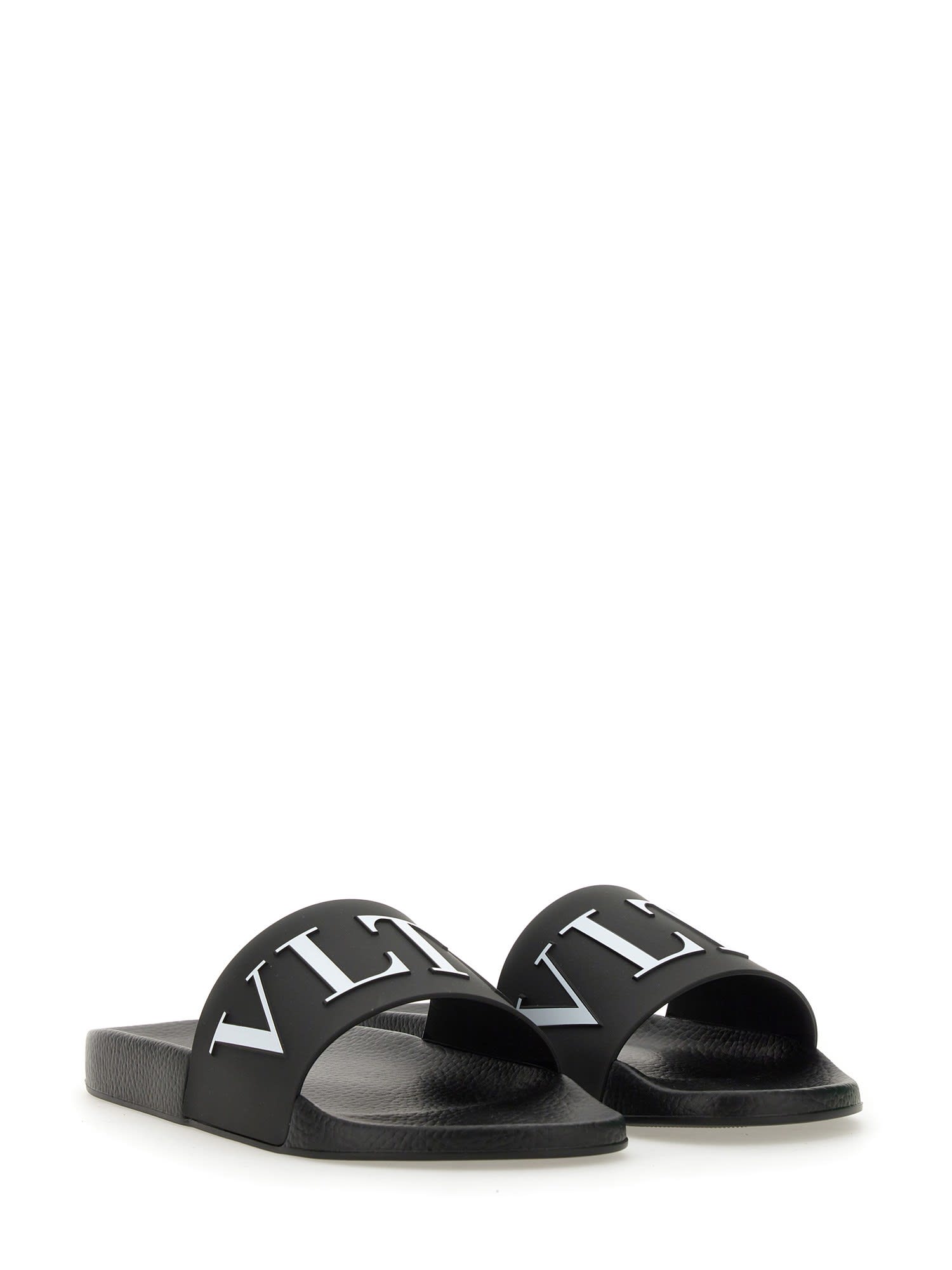 Valentino Vltn Rubber Slides In Nero