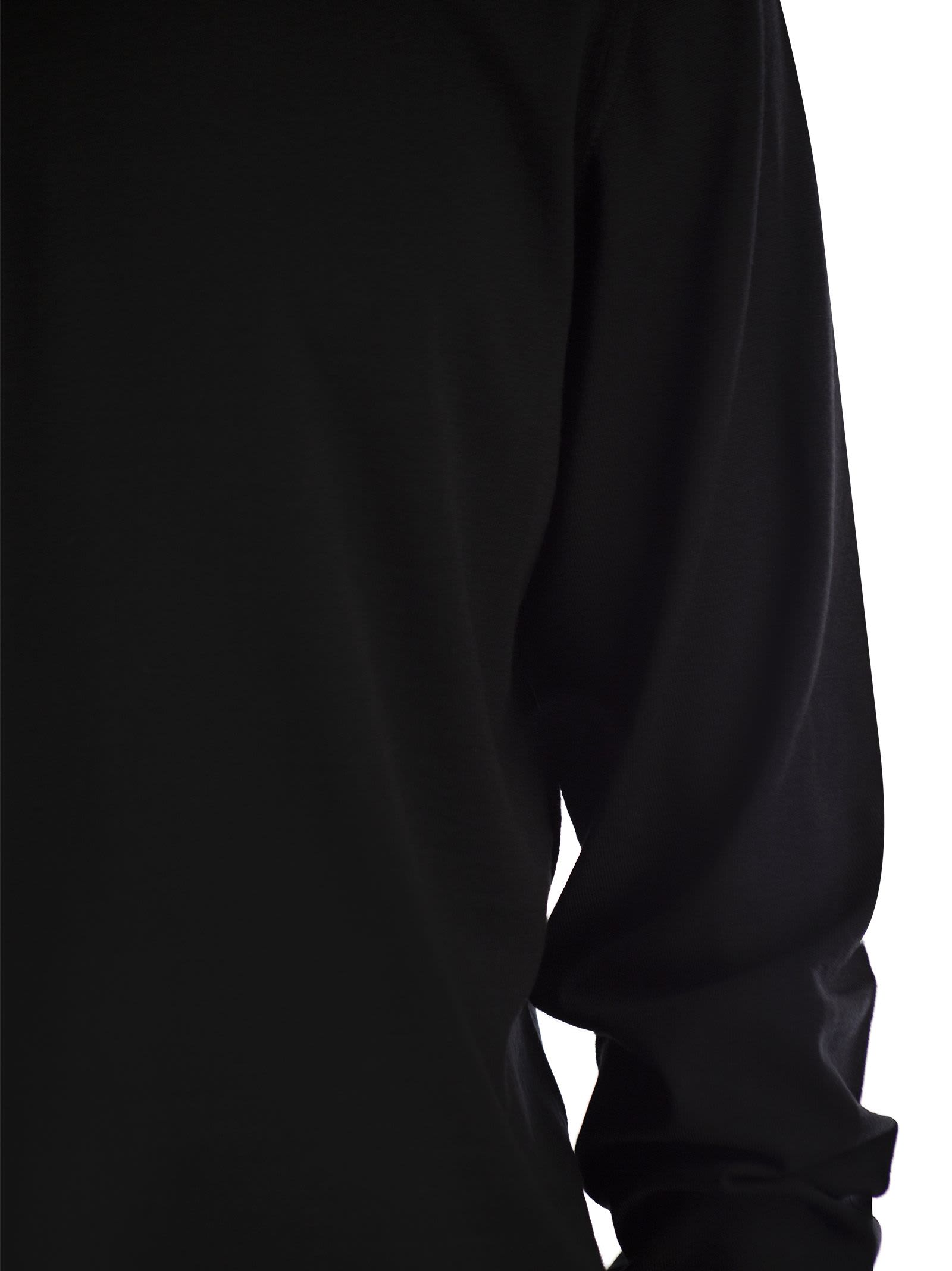Fedeli Crew-neck Sweater In Virgin Wool In Black