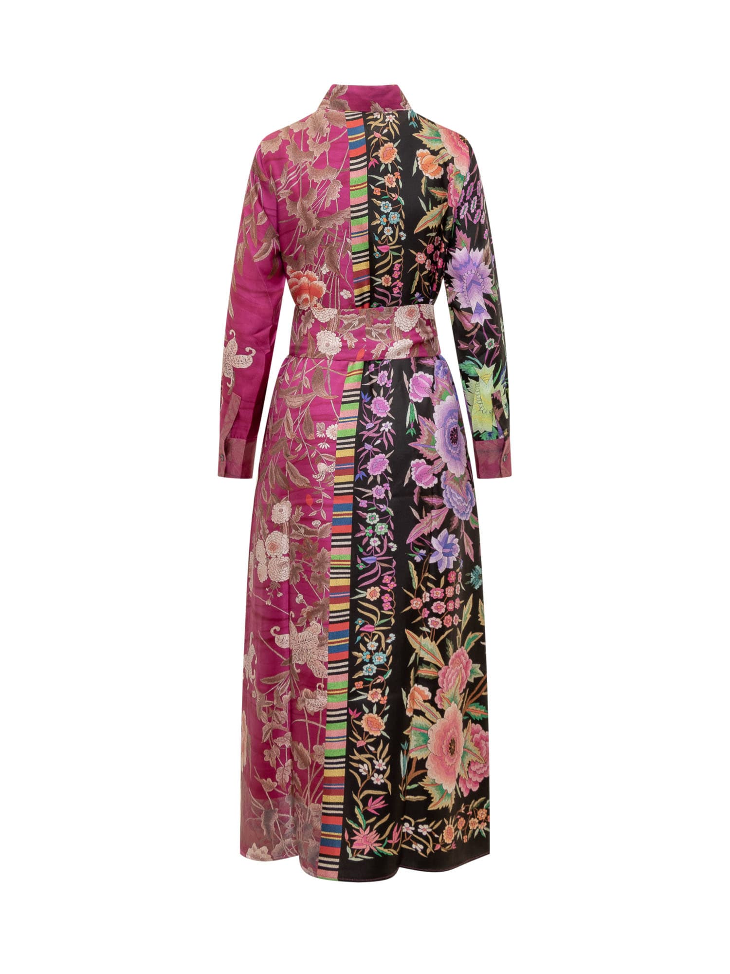 Shop Pierre-louis Mascia Silk Dress With Floral Pattern In Bordeaux Multi