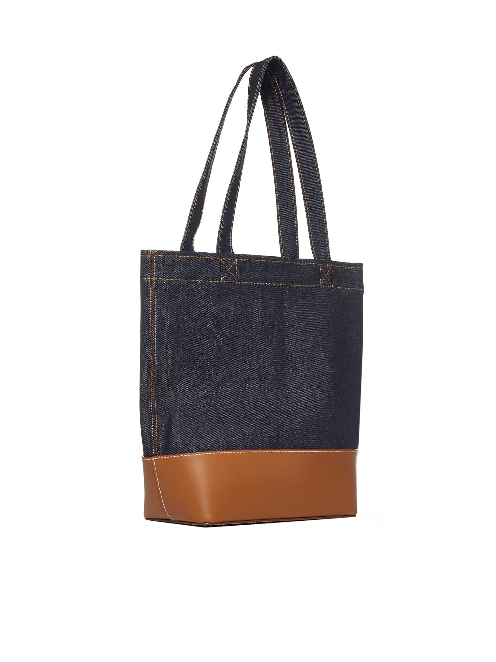 Apc A.p.c. A.p.c Woman Fabric And Leather Tote Bag With Print In Brown