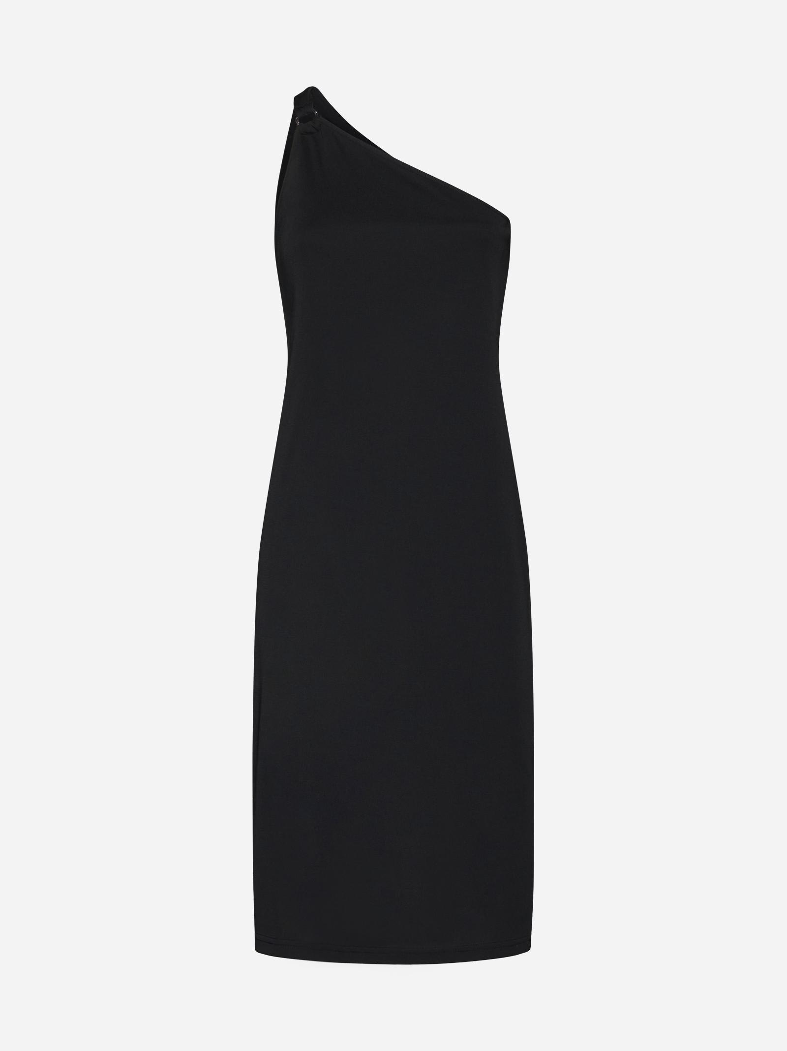Shop Filippa K Acetate-blend One-shoulder Dress In Black
