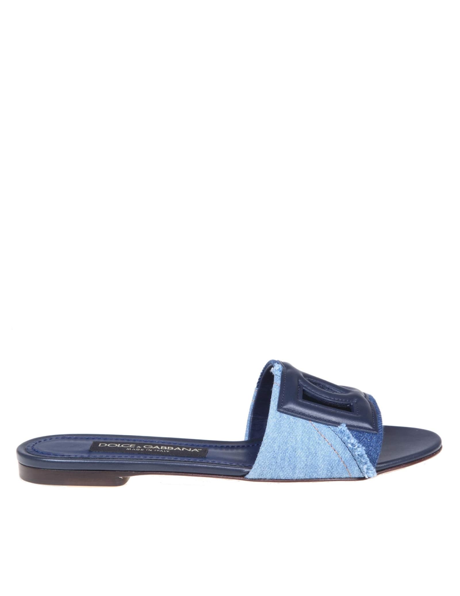 DOLCE & GABBANA SLIDE IN PATCHWORK DENIM