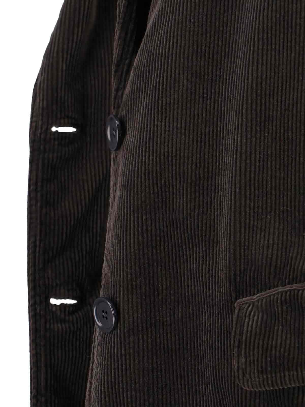 Aspesi Corduroy Flap Pockets Longline Notched Lapels In Brown