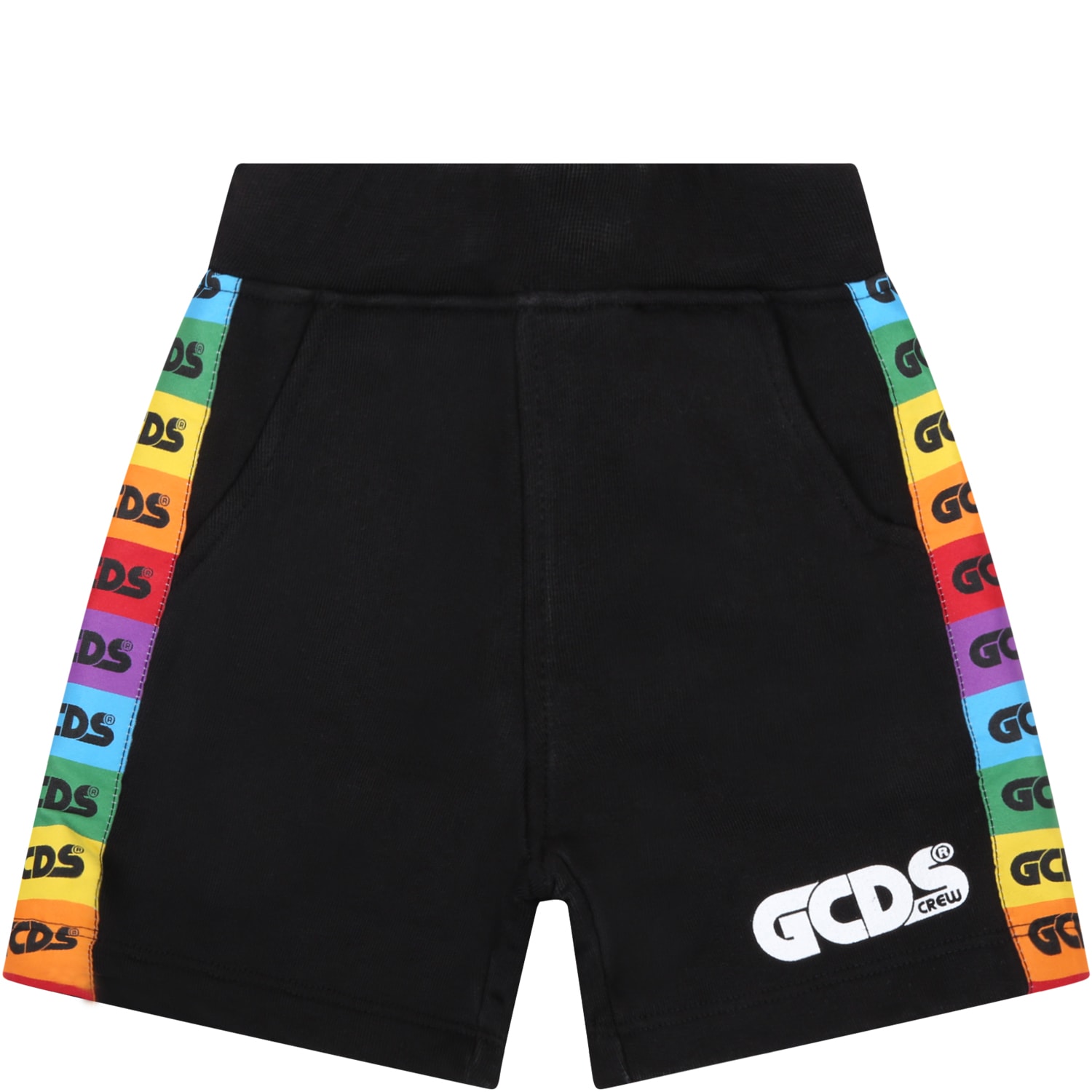 GCDS Mini Black Short For Babykids With Logos
