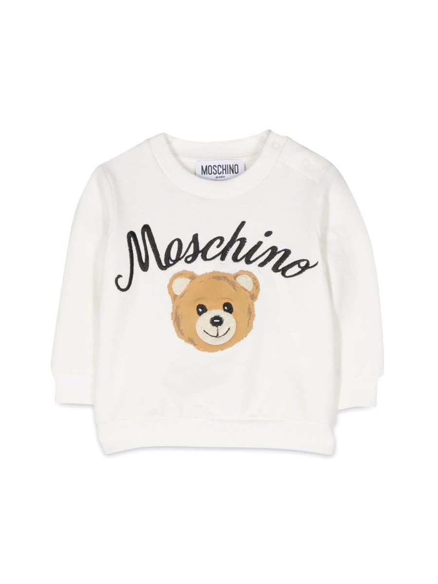 Moschino Babies' Teddy Bear Crewneck Sweatshirt In White