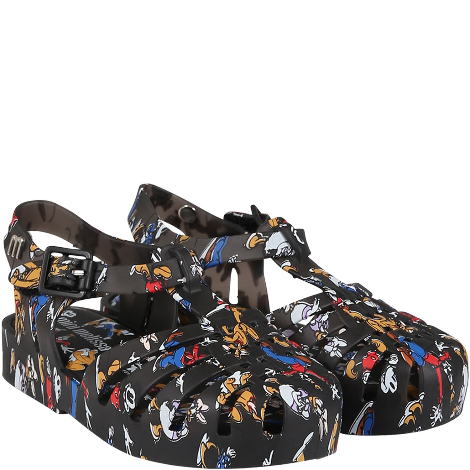 Shop Melissa Black Sandals For Boy With Disney Characters