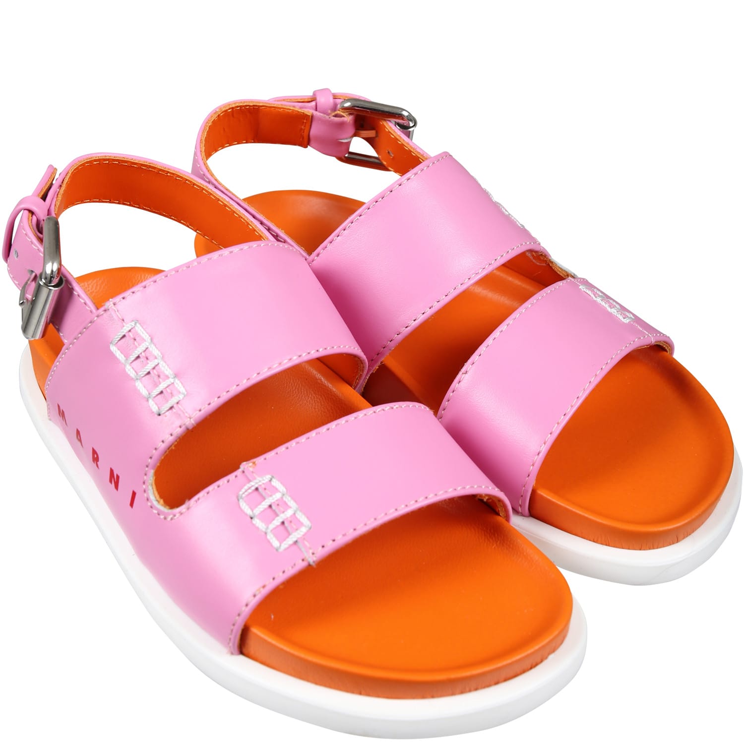 Shop Marni Pink Sandals For Girl With Logo