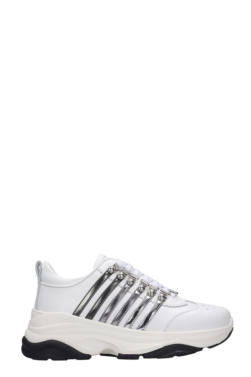 DSQUARED2 BUMPY 251 SNEAKERS IN WHITE LEATHER,11275687