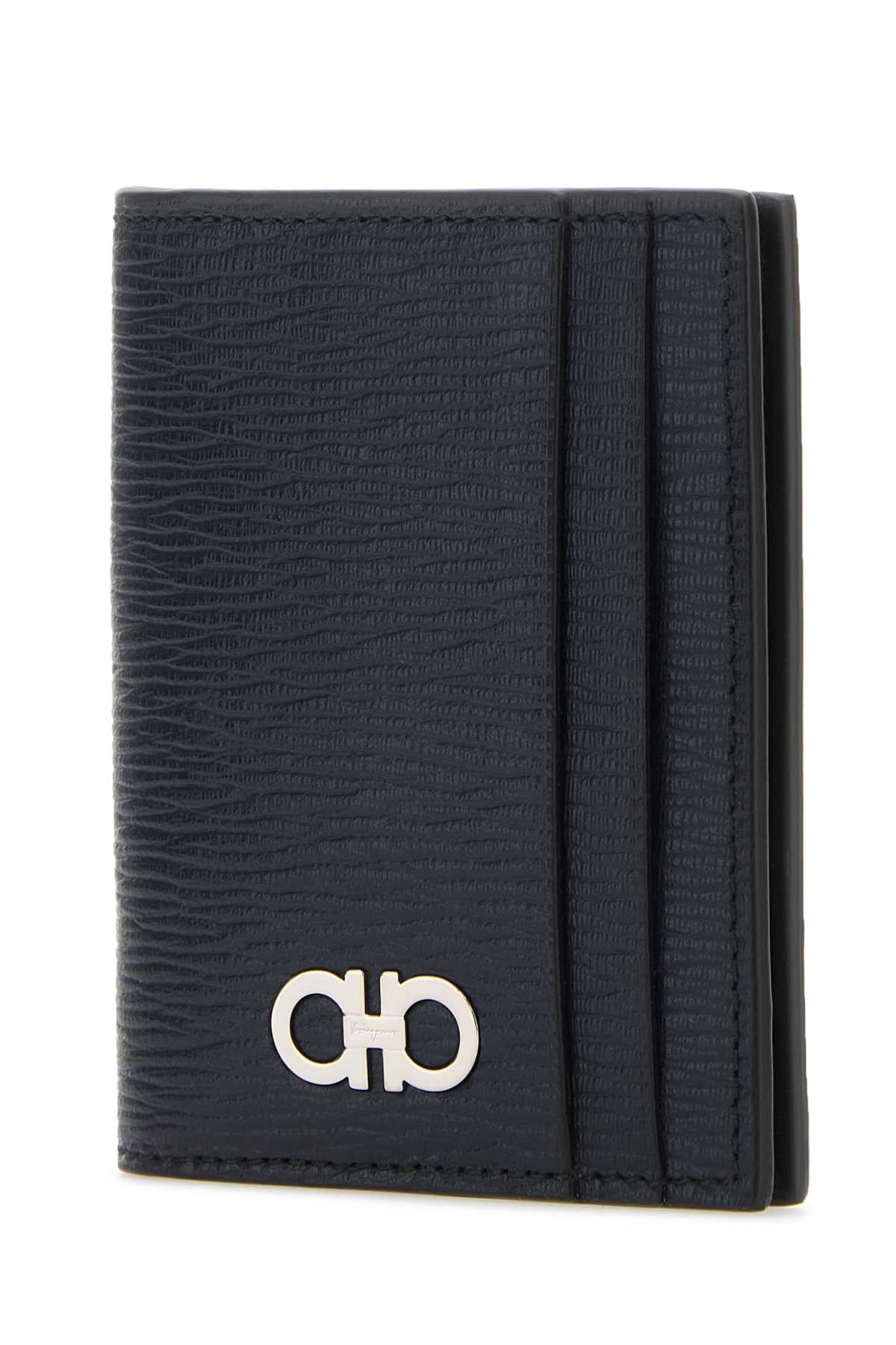 Shop Ferragamo Black Leather Card Holder In Deepoceanner