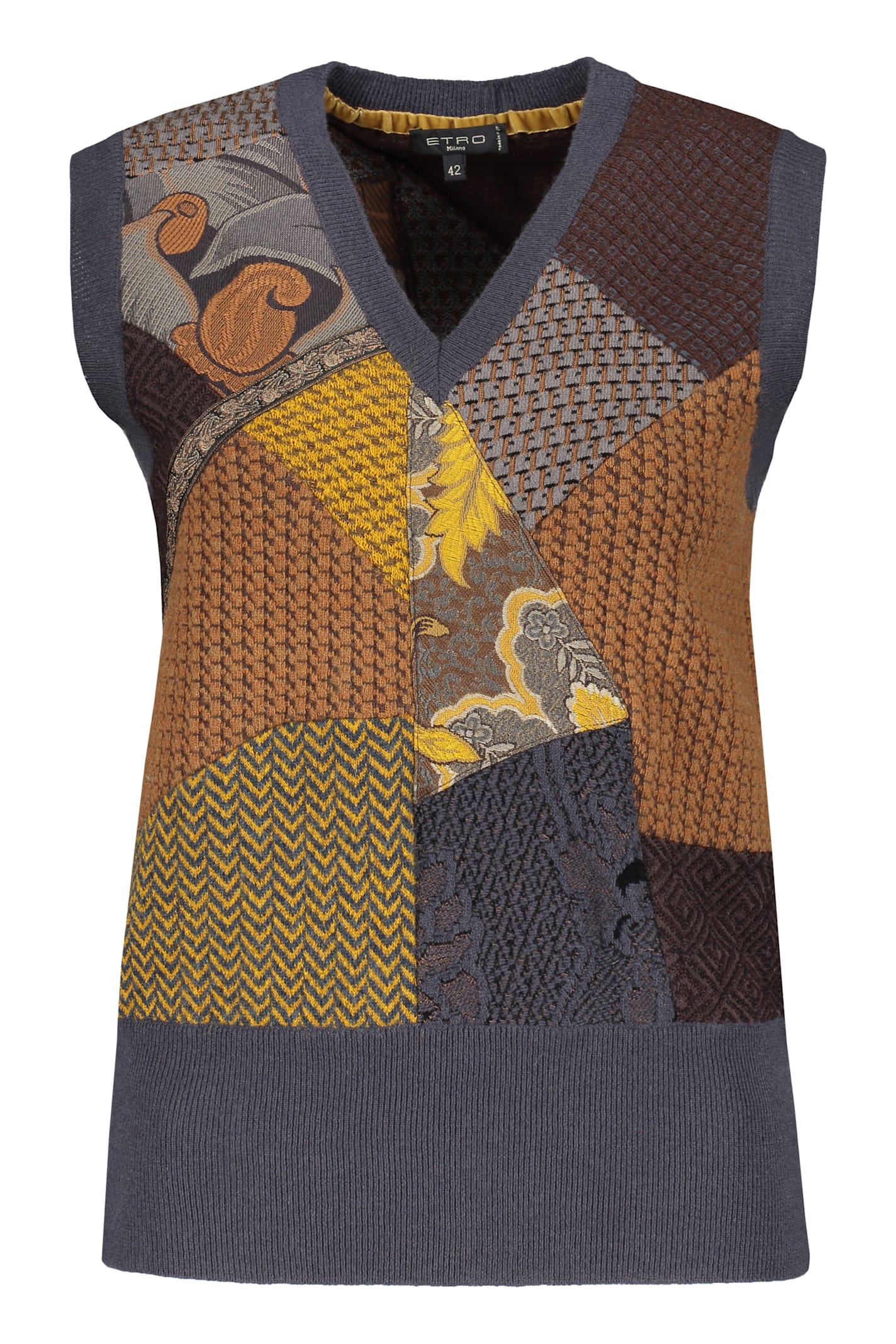 Shop Etro Wool Blend Vest In Grey