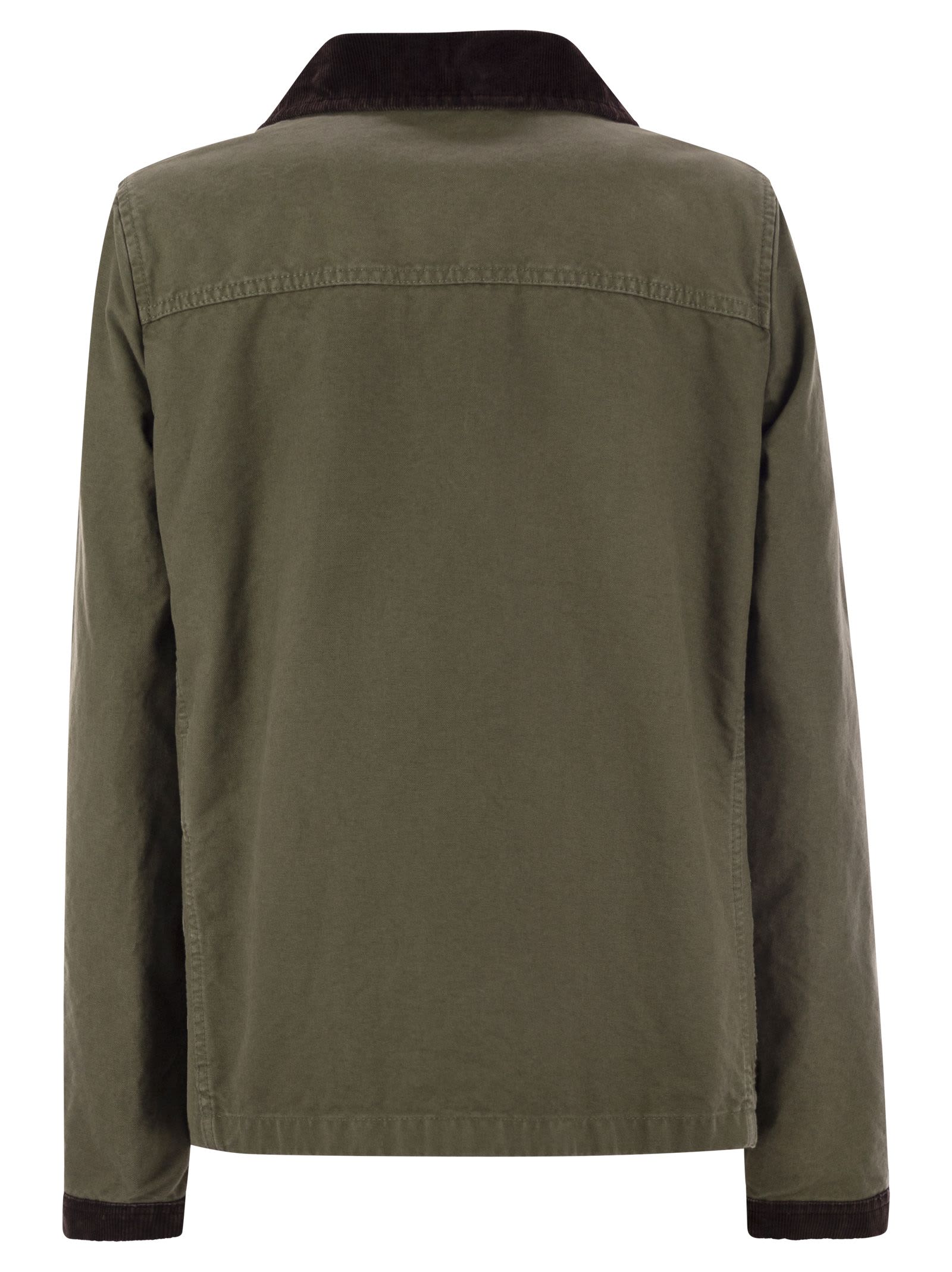 Fay Women 3 Ganci Canvas Caban Jacket In Military Green