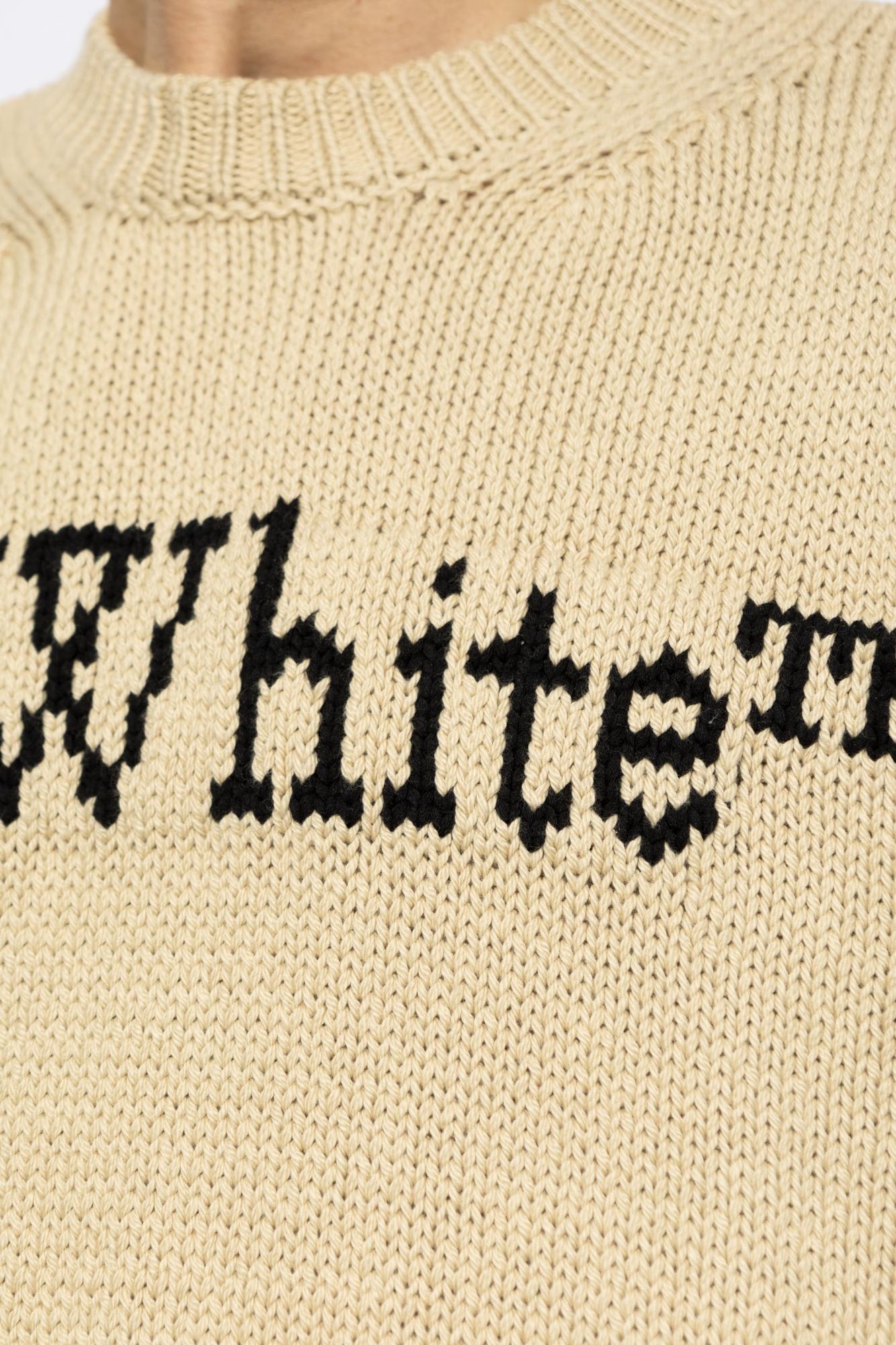 Off-white Relaxed Fit Beige Sweater With Ribbed Neckline In Beige