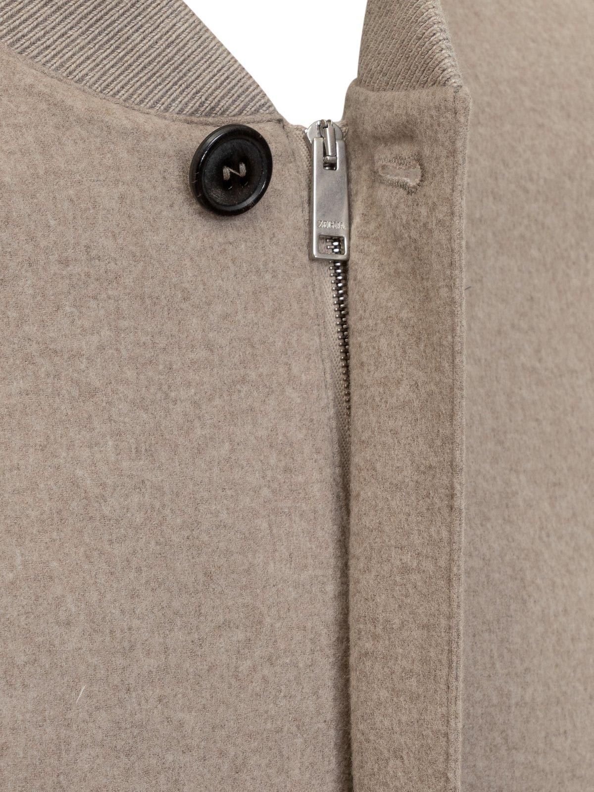 Shop Zegna Oasi Buttoned Long-sleeved Jacket In Beige