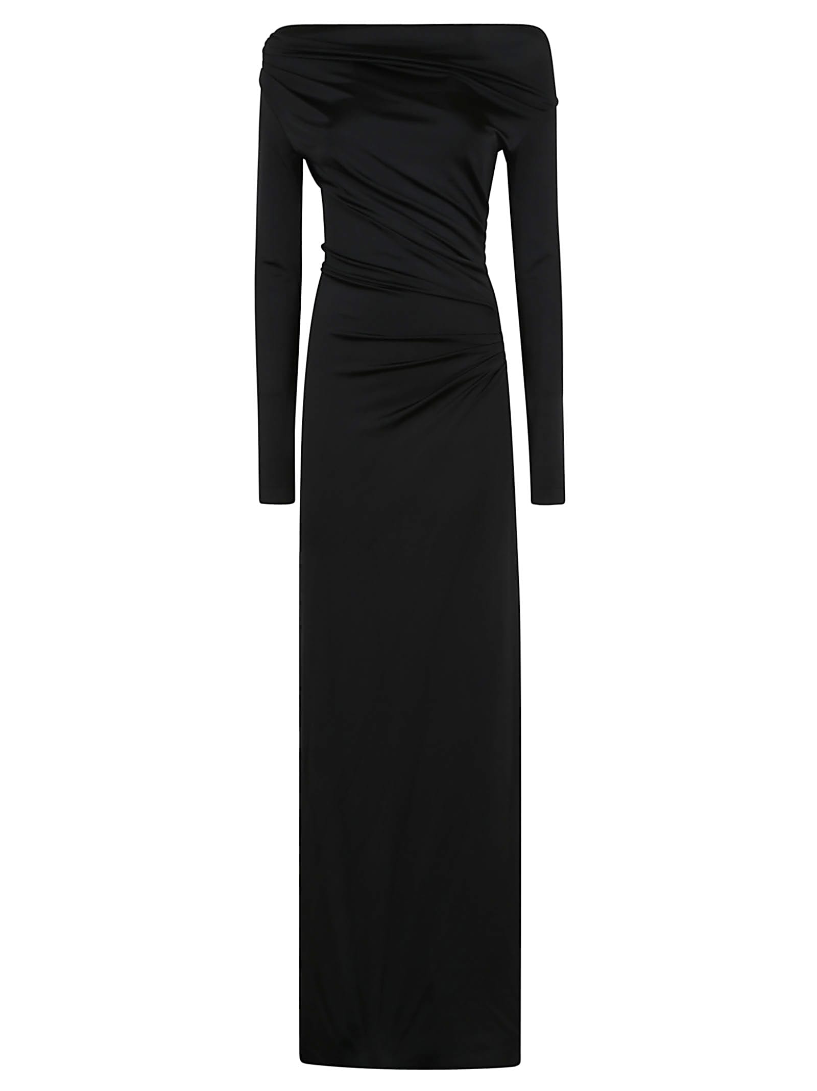 Victoria Beckham Off-shoulder Draped Gown In Black