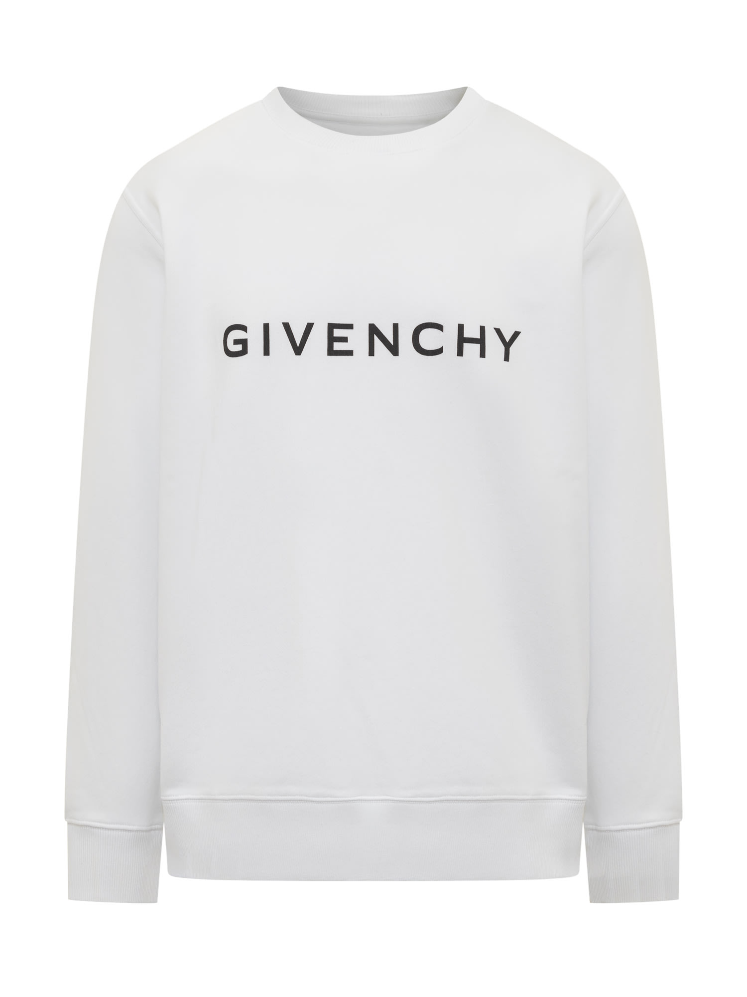 GIVENCHY WHITE CREWNECK SWEATSHIRT WITH CONTRASTING LETTERING IN COTTON MAN