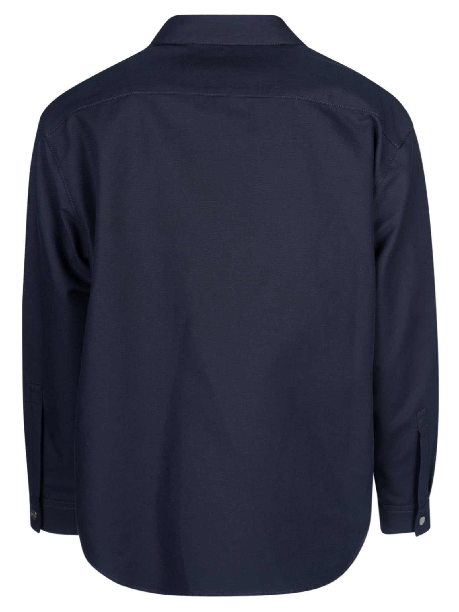Shop Giorgio Armani Concealed Button Jacket In Night Blue