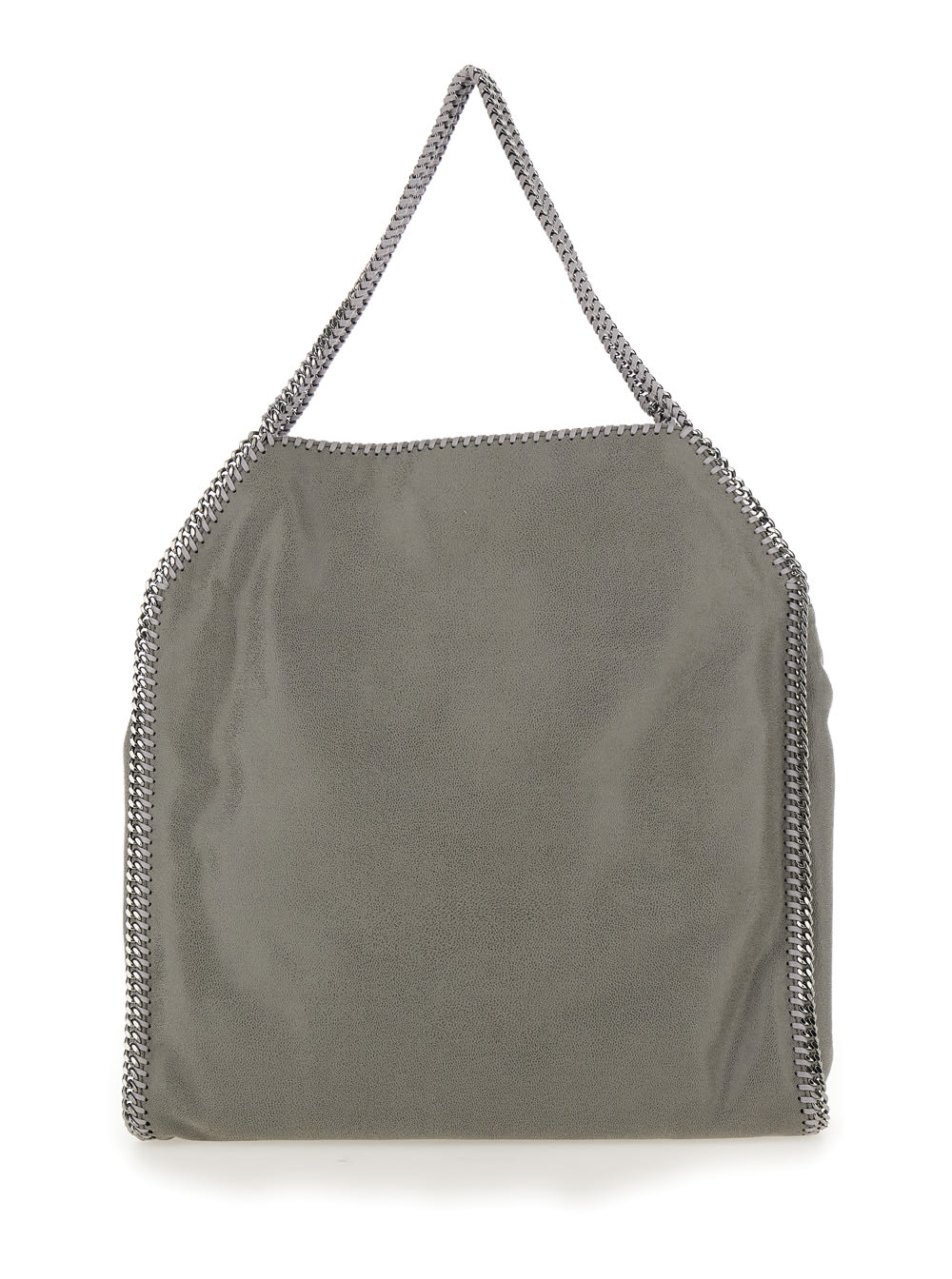 Stella Mccartney Grey Handbag With Diamond-like Chain And Logo Charm On The Front In Ecoleather Woman In Grey