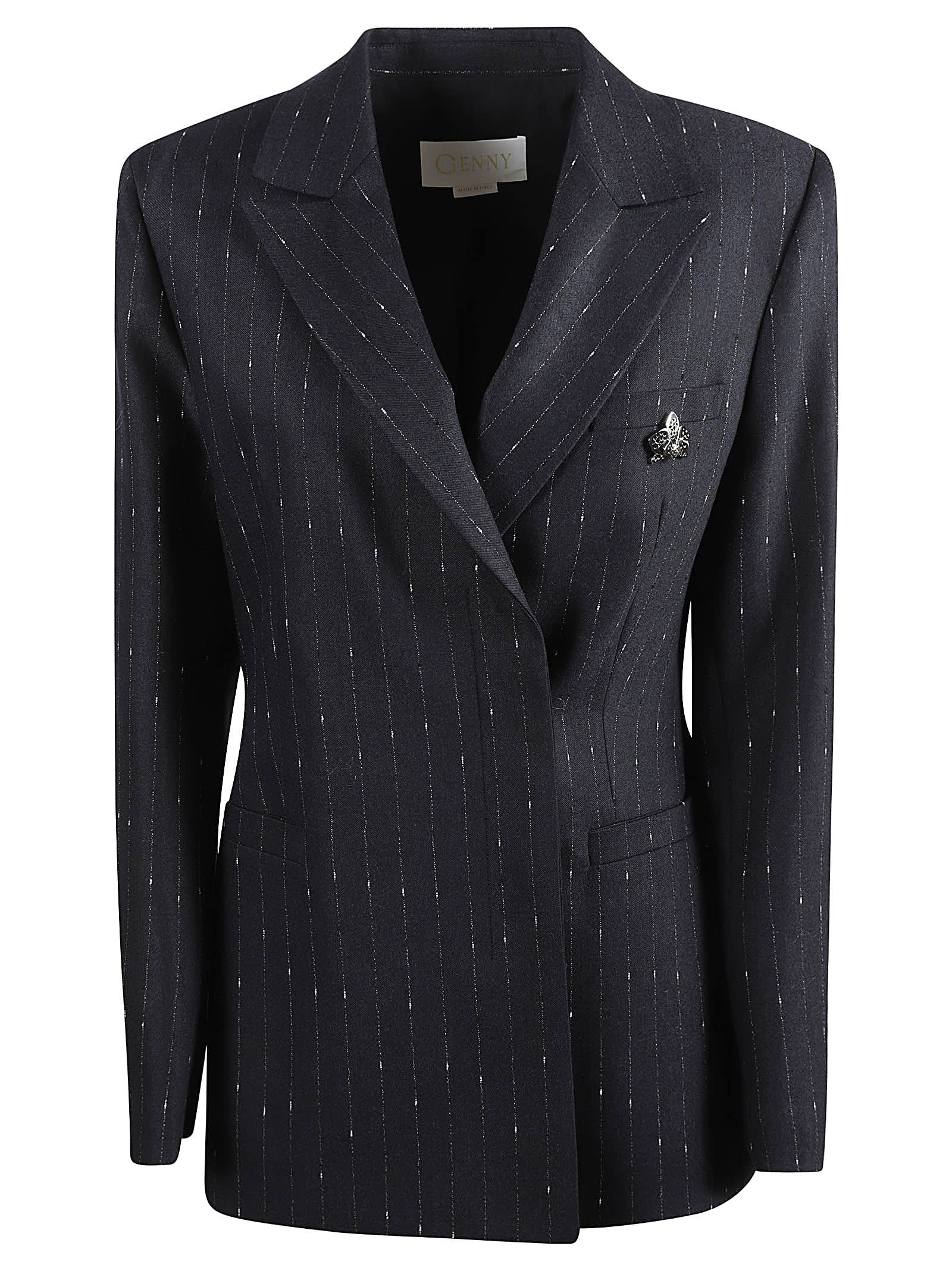 Shop Genny Pinstripe Blazer In Blue