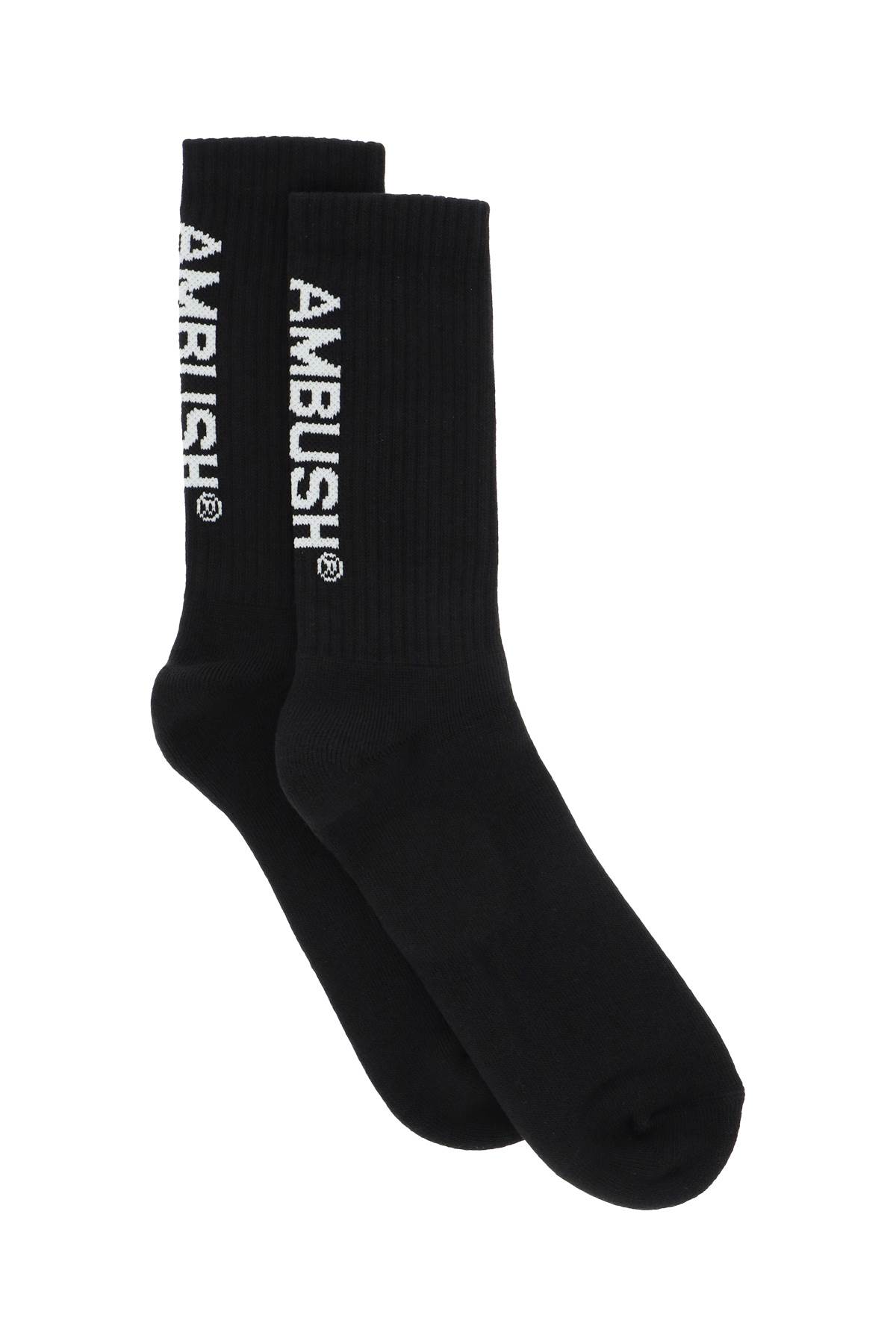 Ambush Logo-jaquard Socks In Black White (black)