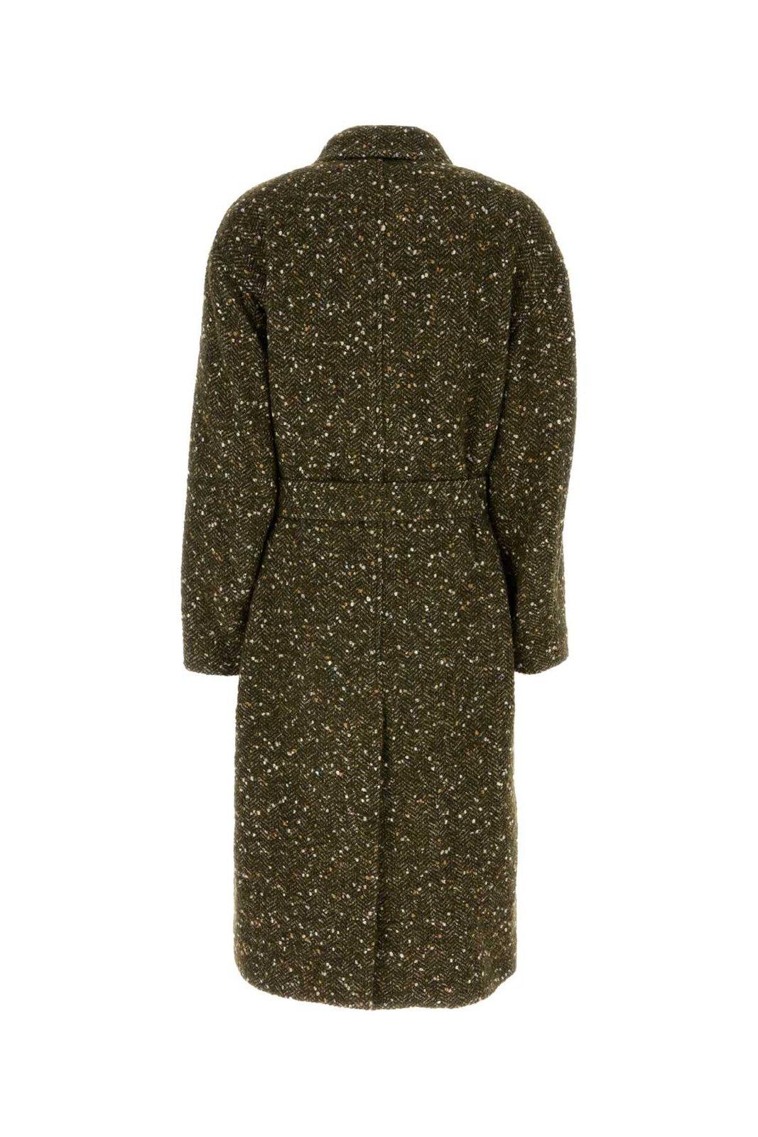 Shop Marant Etoile Horia Knitted Coat In Khaki