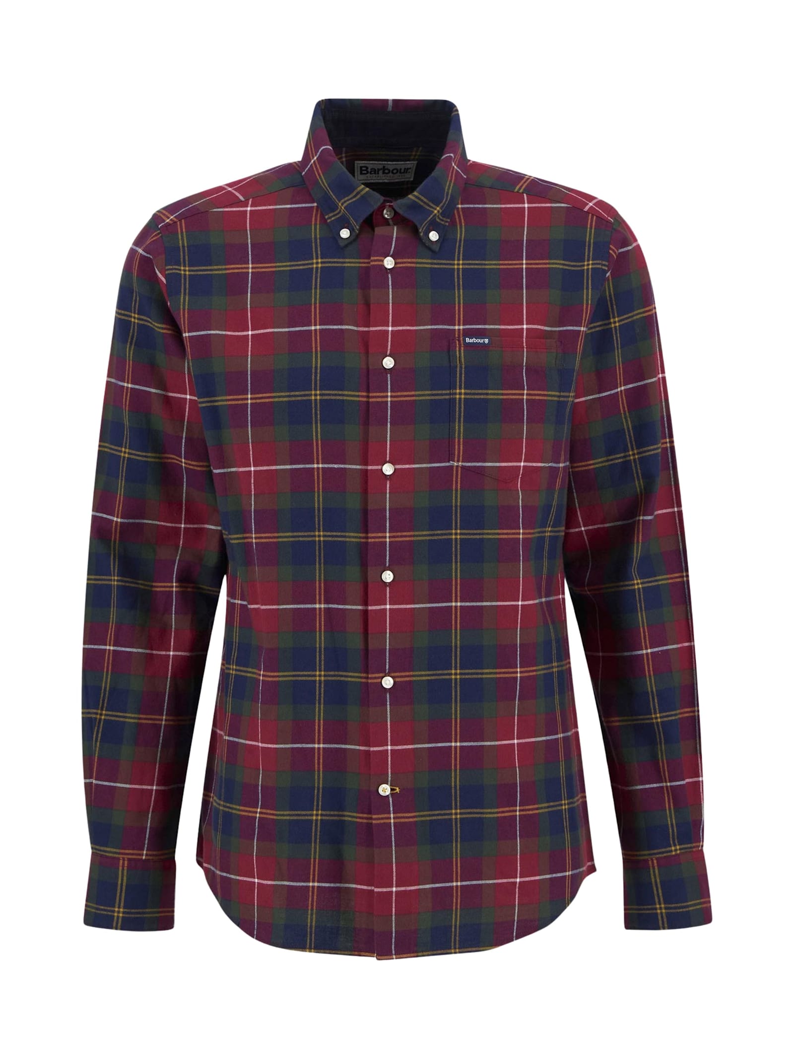 Barbour Tailored Plaid Shirt Button-down Collar In Brown