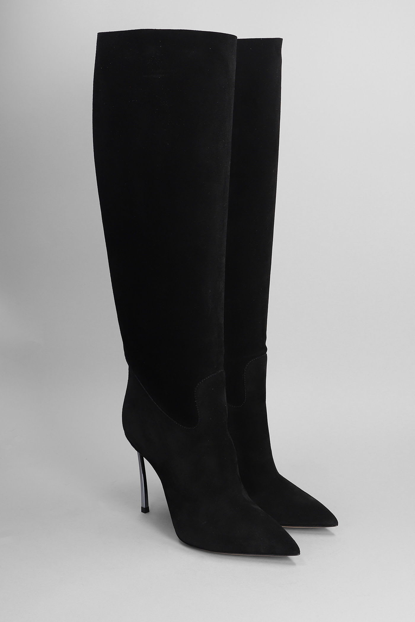 Casadei Blade High Heels Boots In Black Suede In Black