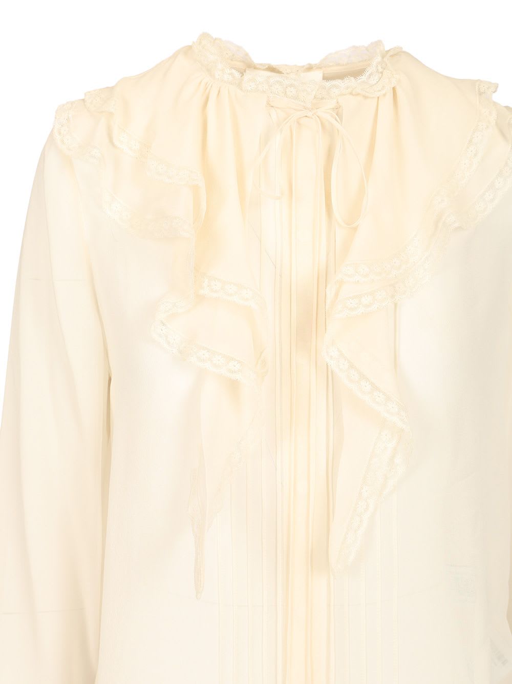 Shop Chloé Silk Georgette Blouse In White