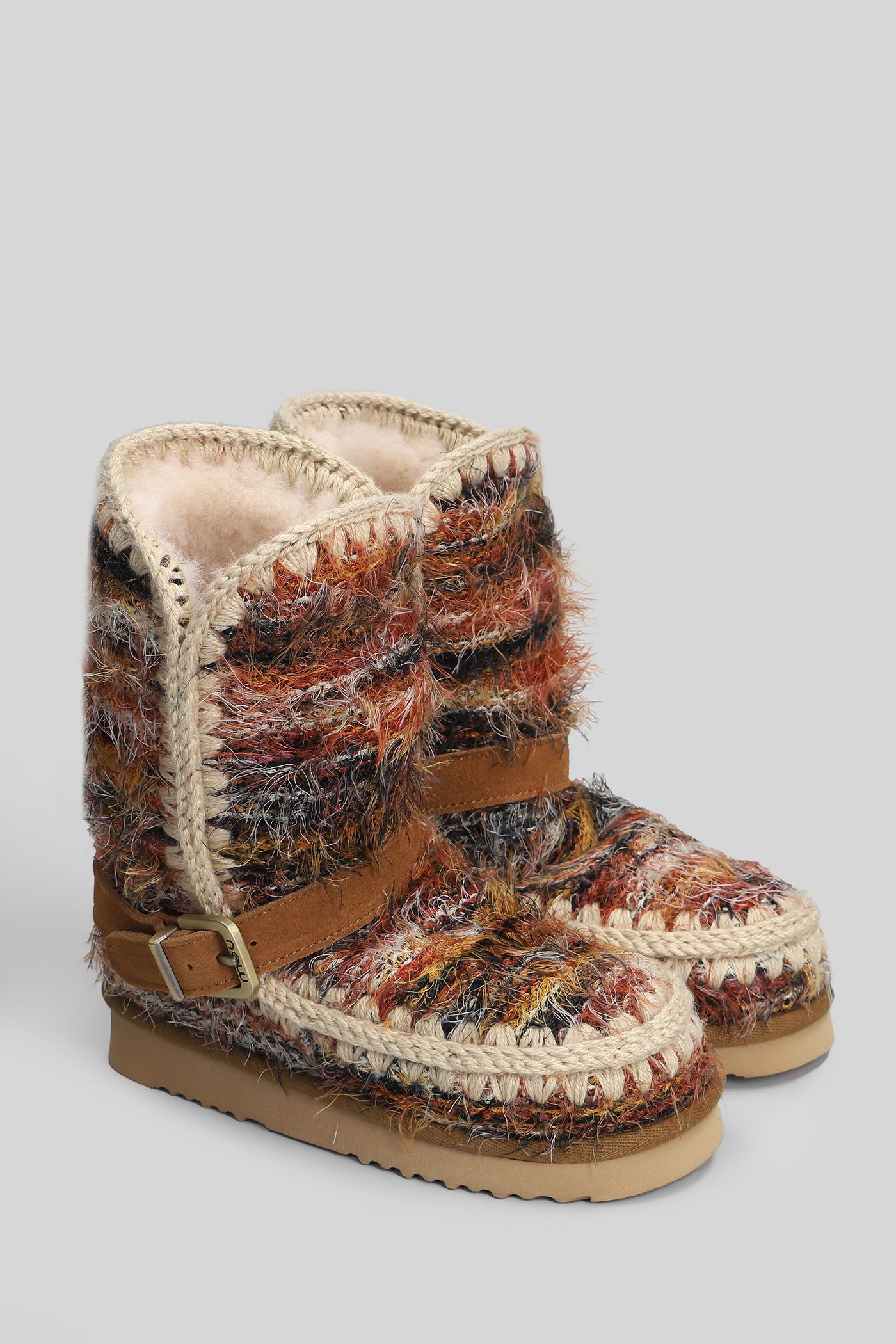 Mou Eskimo 24 Low Heels Ankle Boots In Multicolor Wool In Multi