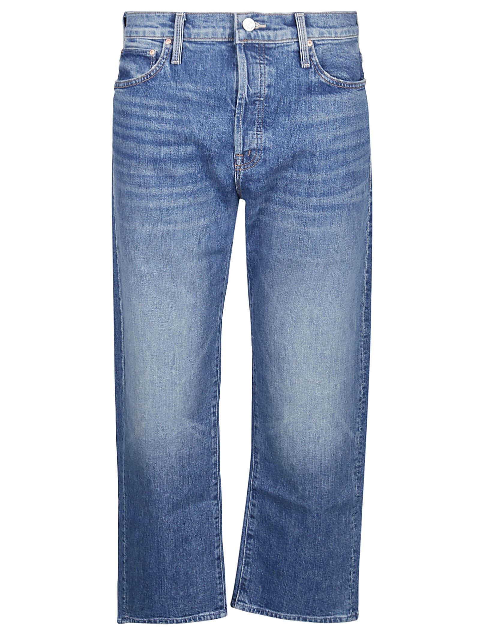 Mother The Ditcher Cropped Straight Leg Jeans In Blue | ModeSens