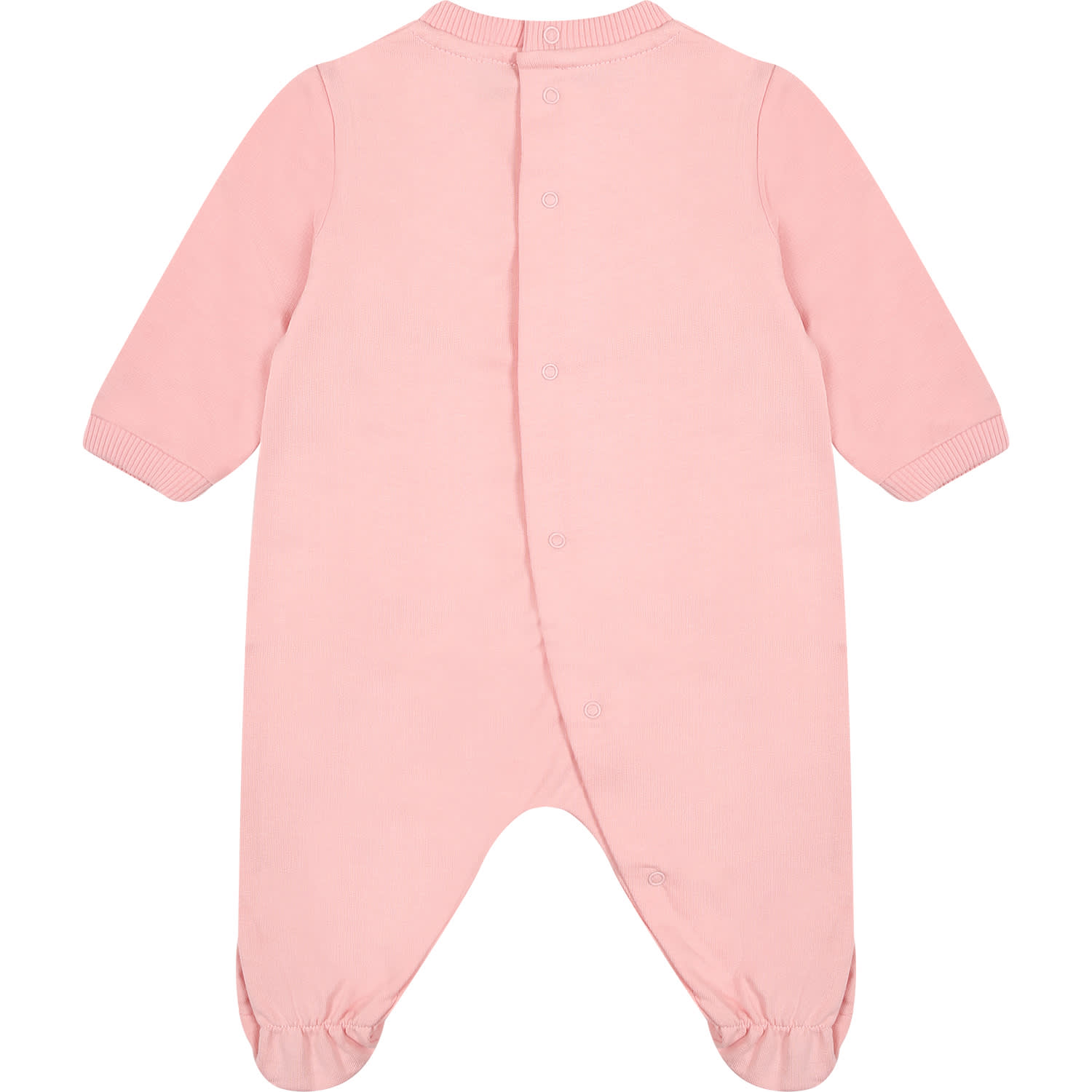 Shop Moschino Pink Bodysuit For Baby Girl With Teddy Bear And Multicolor Pinwheel