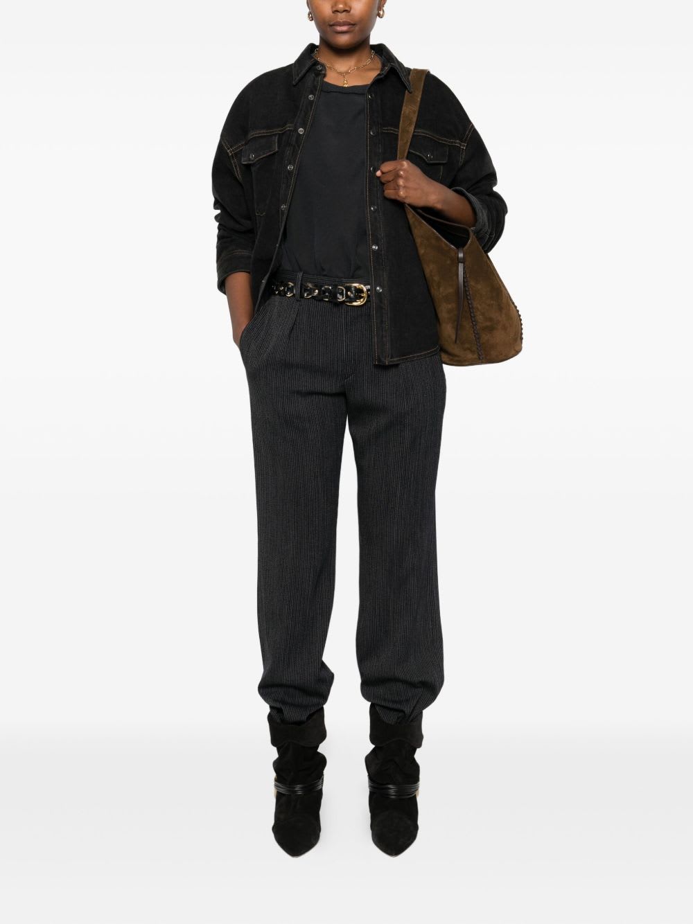 Isabel Marant Pinstriped Trousers With Pleat In Black