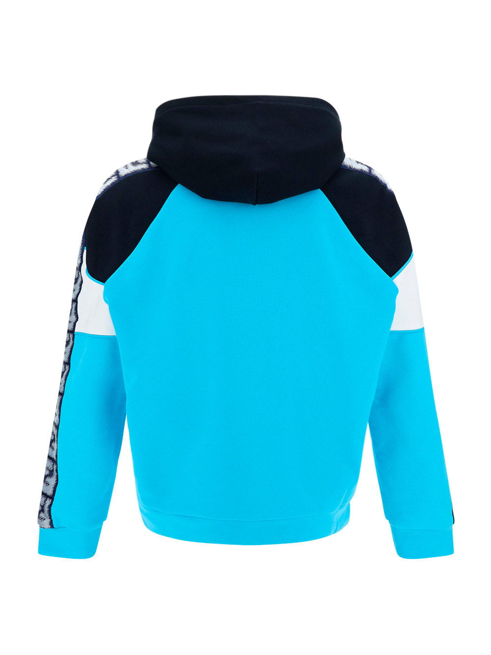 Fendi Logo-print Monogram-band Hoodie In Blue