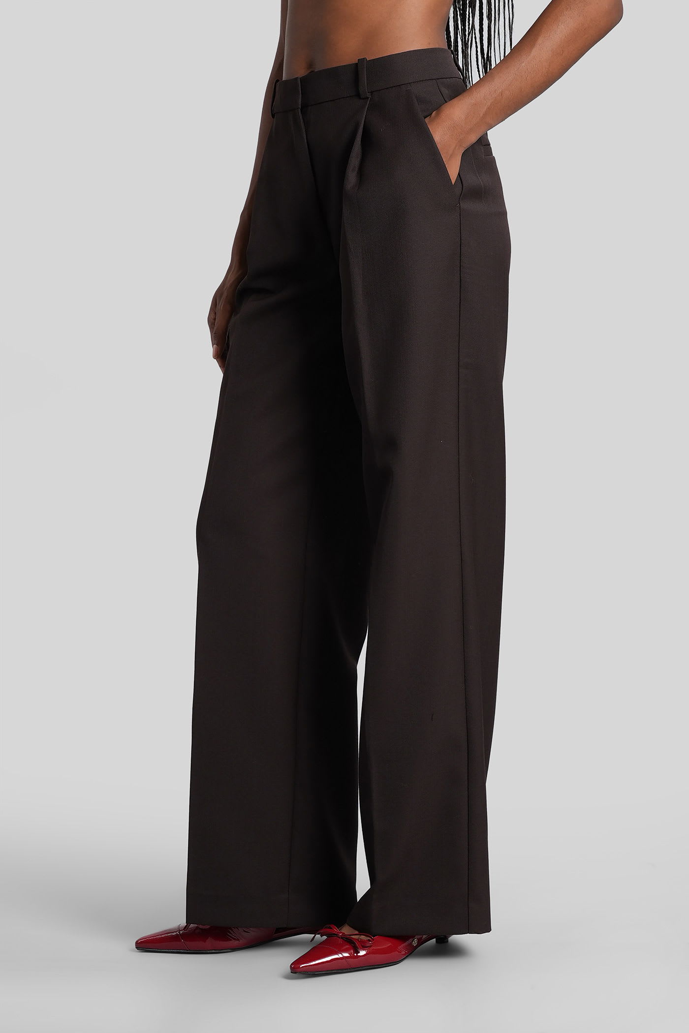 Anine Bing Trent Pants In Brown Leather In Brown